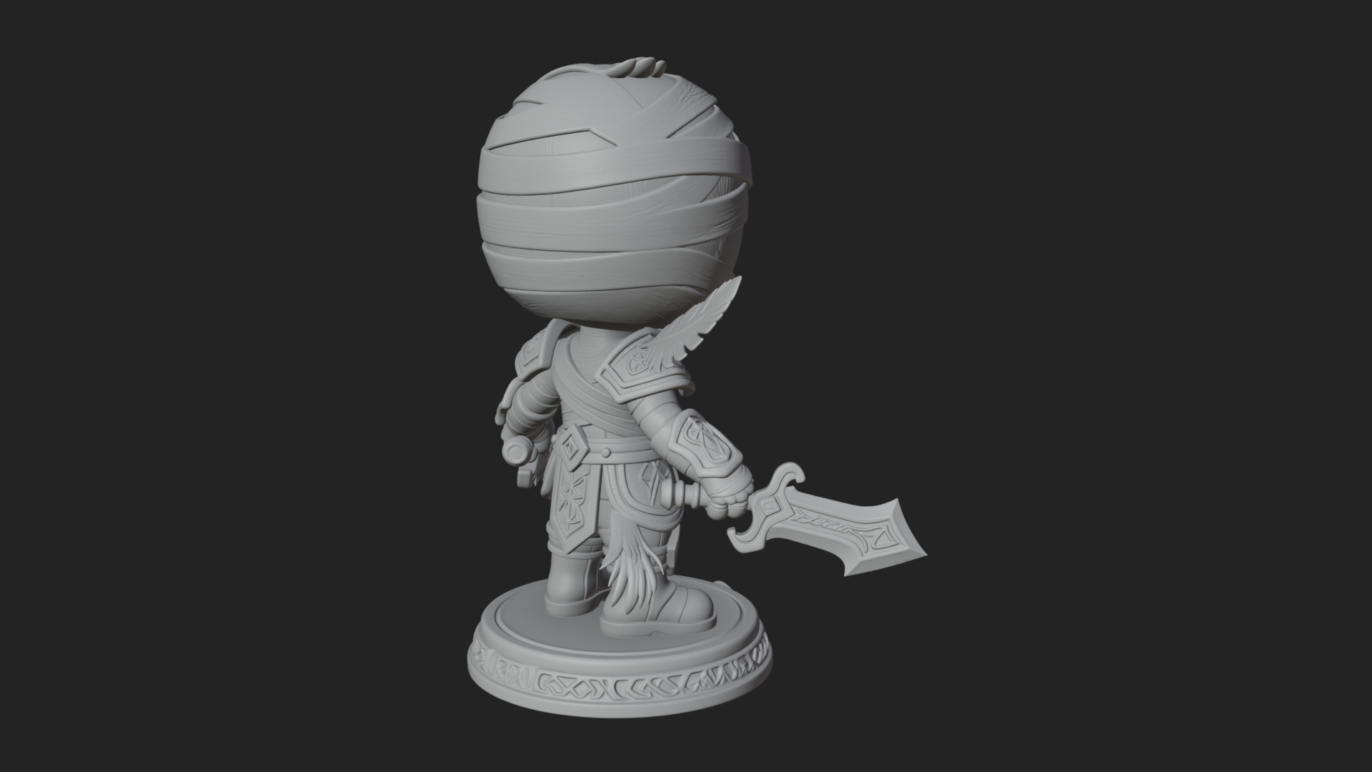 Cute Chibi Mummy Statue Design 6 3D Print Model 3D Model