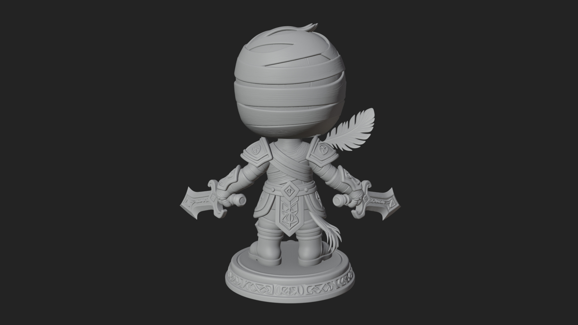 Cute Chibi Mummy Statue Design 6 3D Print Model 3D Model
