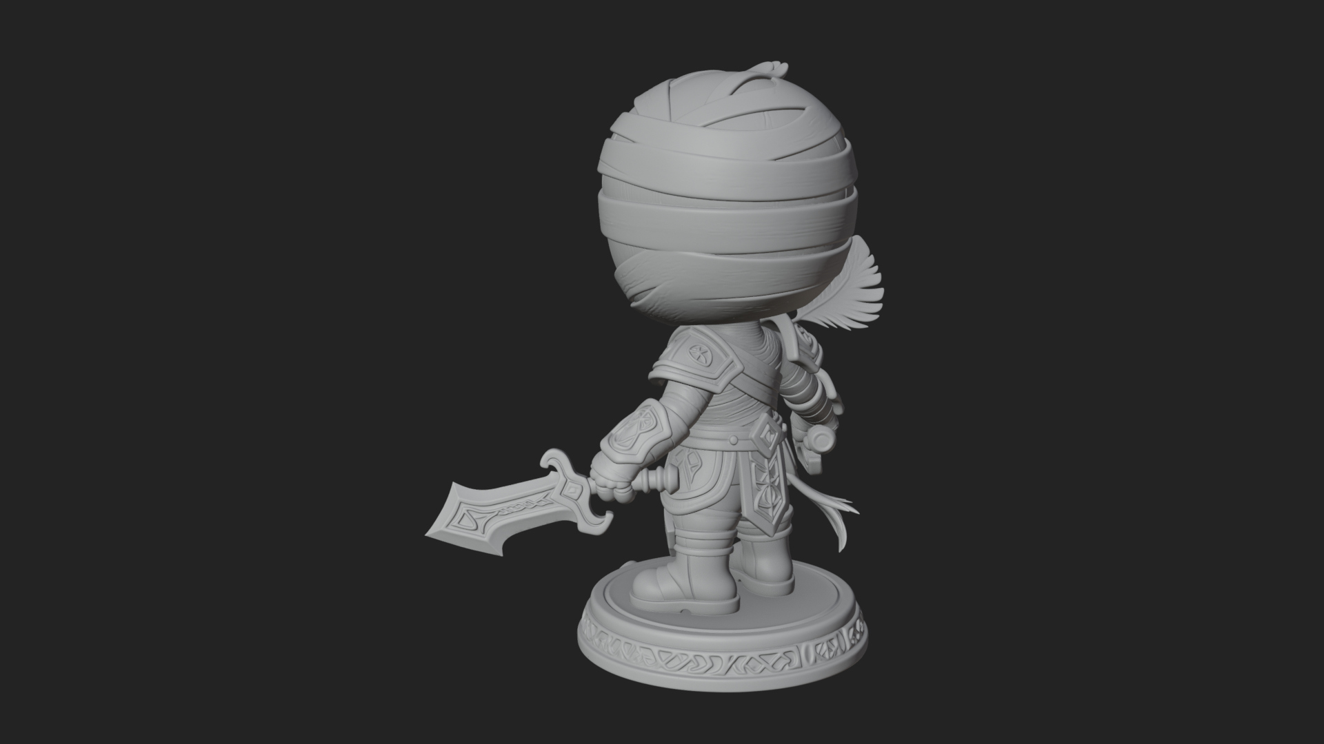 Cute Chibi Mummy Statue Design 6 3D Print Model 3D Model