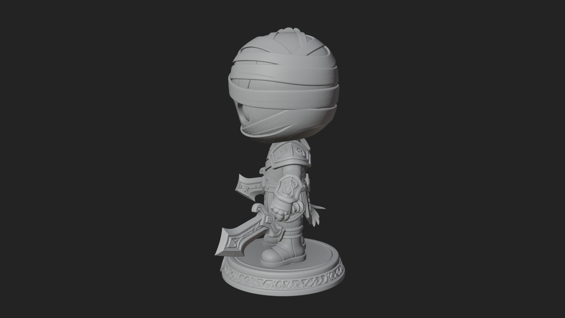 Cute Chibi Mummy Statue Design 6 3D Print Model 3D Model