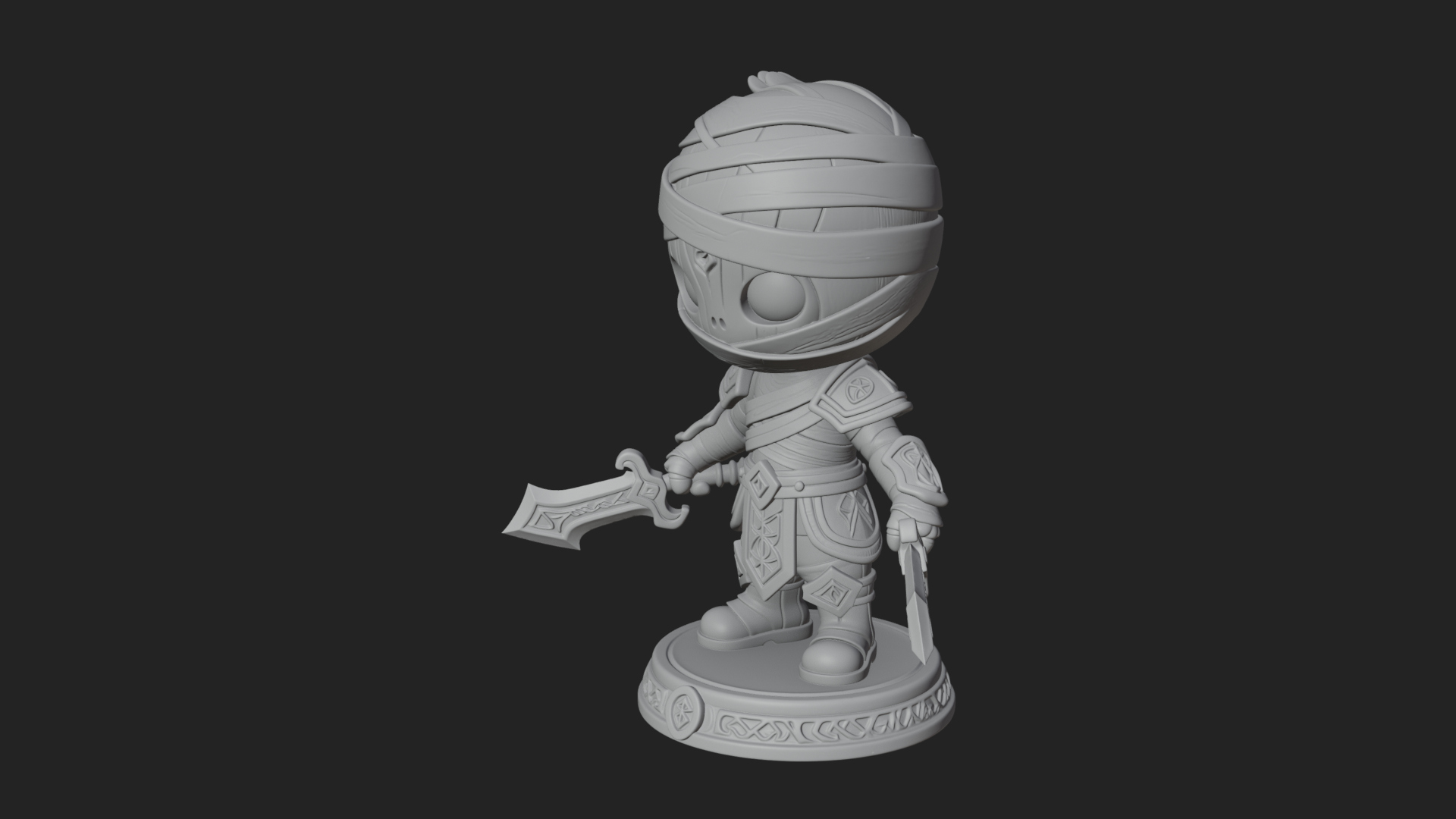 Cute Chibi Mummy Statue Design 6 3D Print Model 3D Model