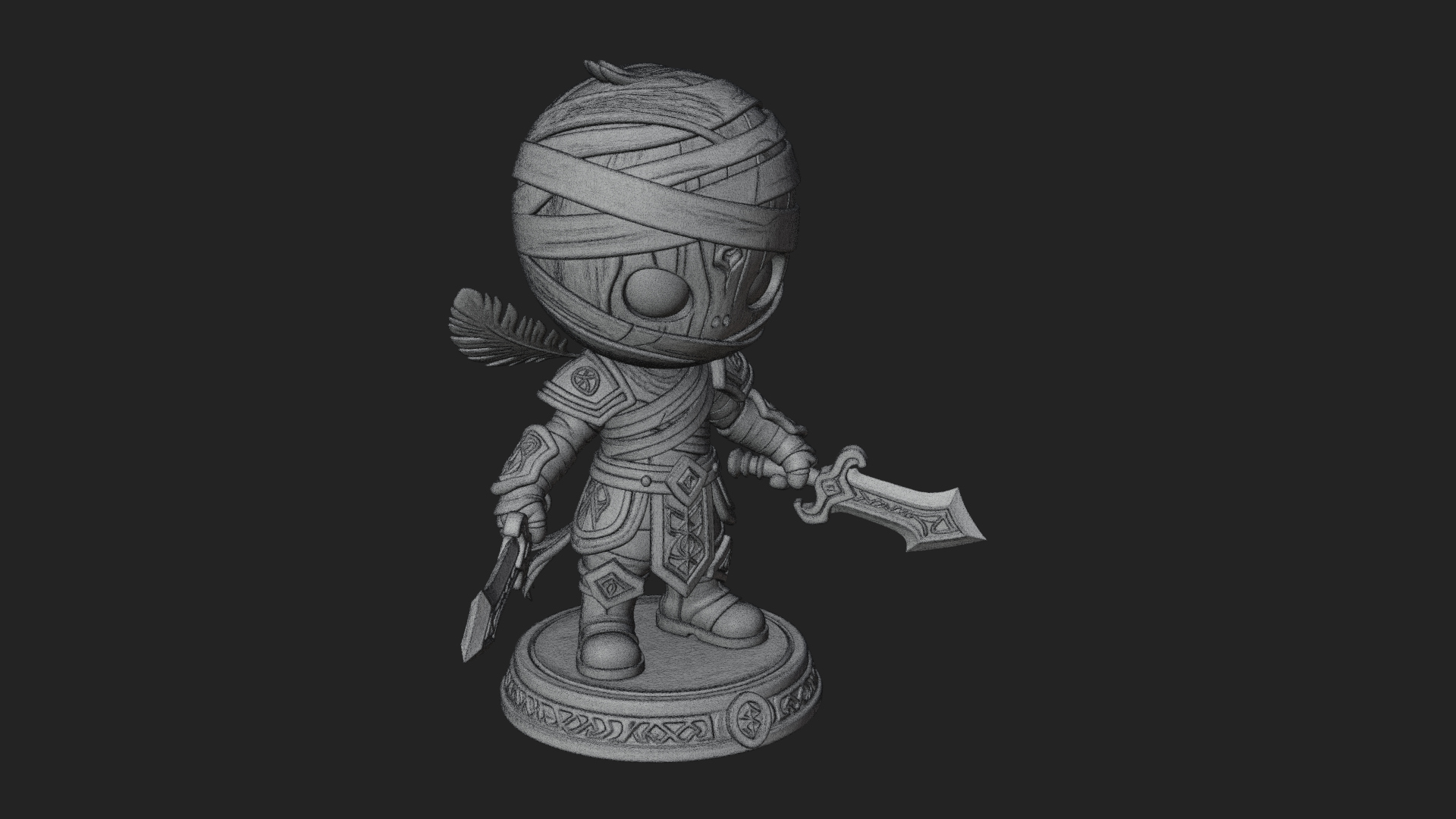 Cute Chibi Mummy Statue Design 6 3D Print Model 3D Model