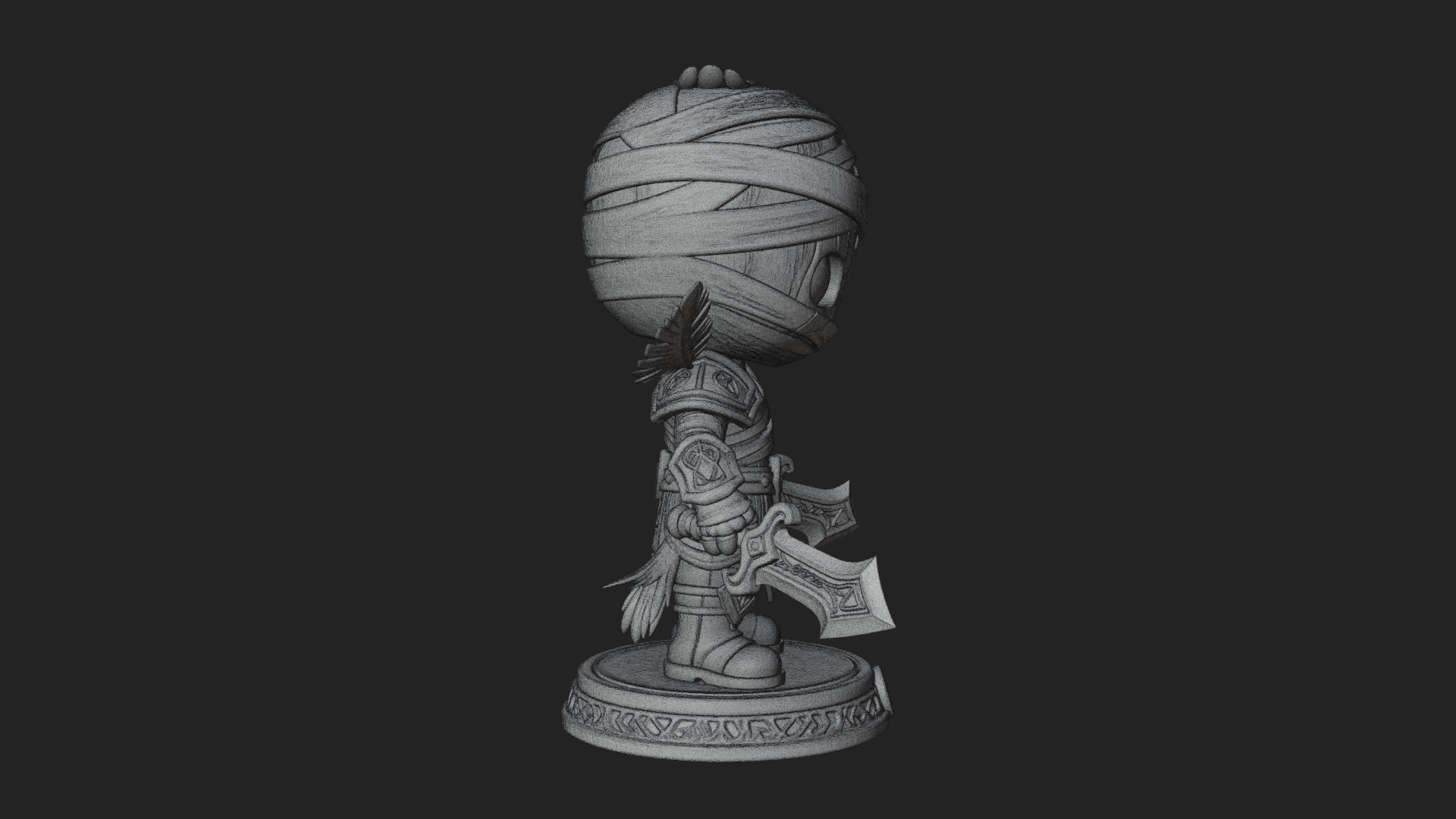 Cute Chibi Mummy Statue Design 6 3D Print Model 3D Model