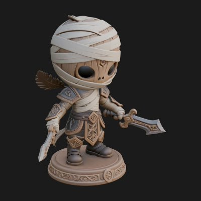 Cute Chibi Mummy Statue Design 6 3D Print Model