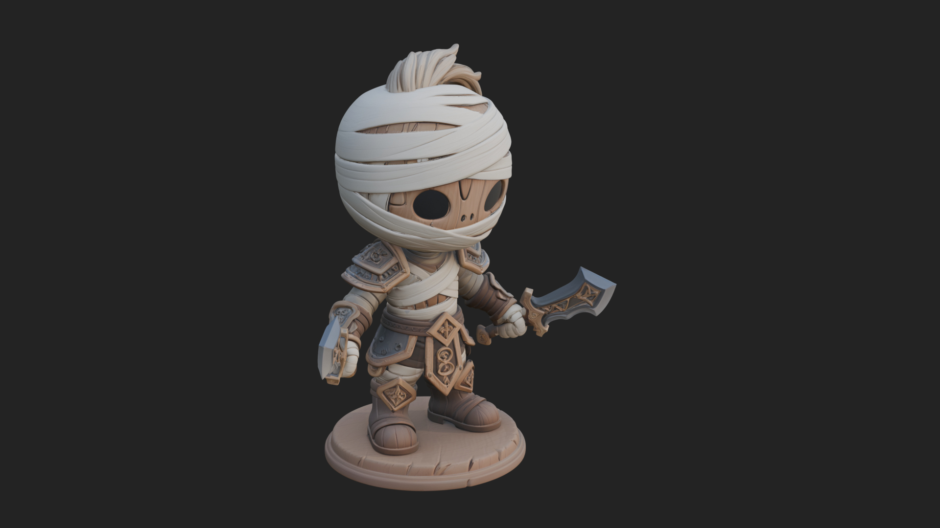 Cute Chibi Mummy Statue Design 7 3D Print Model 3D Model