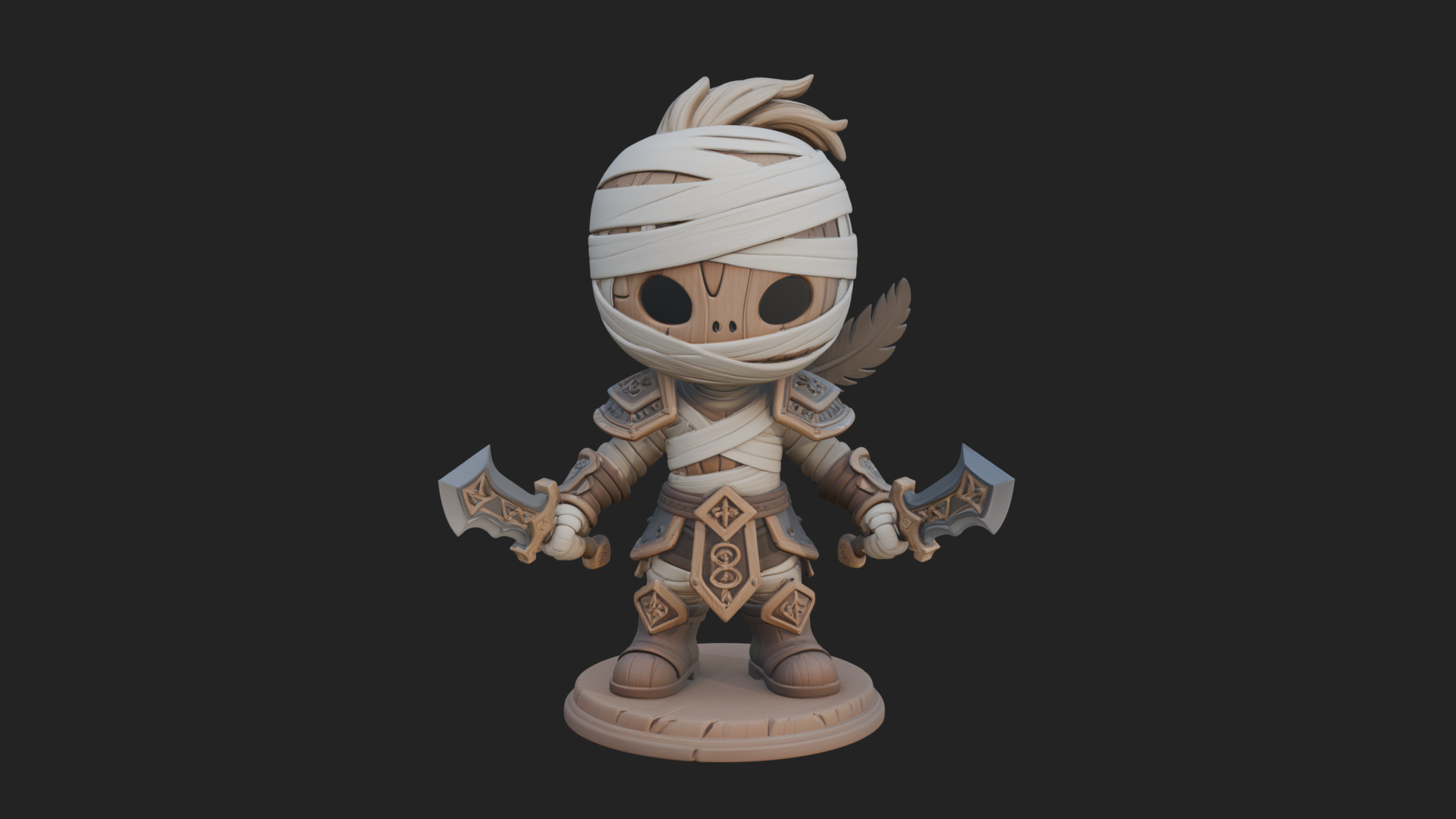 Cute Chibi Mummy Statue Design 7 3D Print Model 3D Model