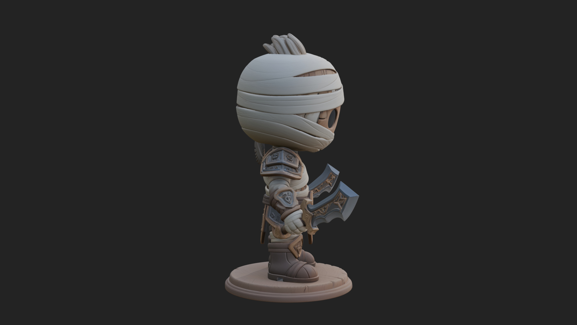 Cute Chibi Mummy Statue Design 7 3D Print Model 3D Model