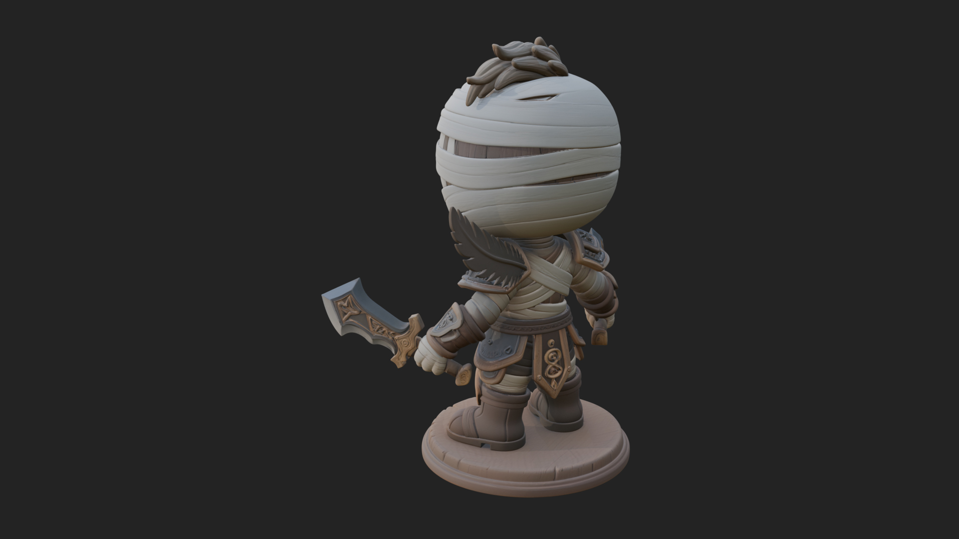 Cute Chibi Mummy Statue Design 7 3D Print Model 3D Model