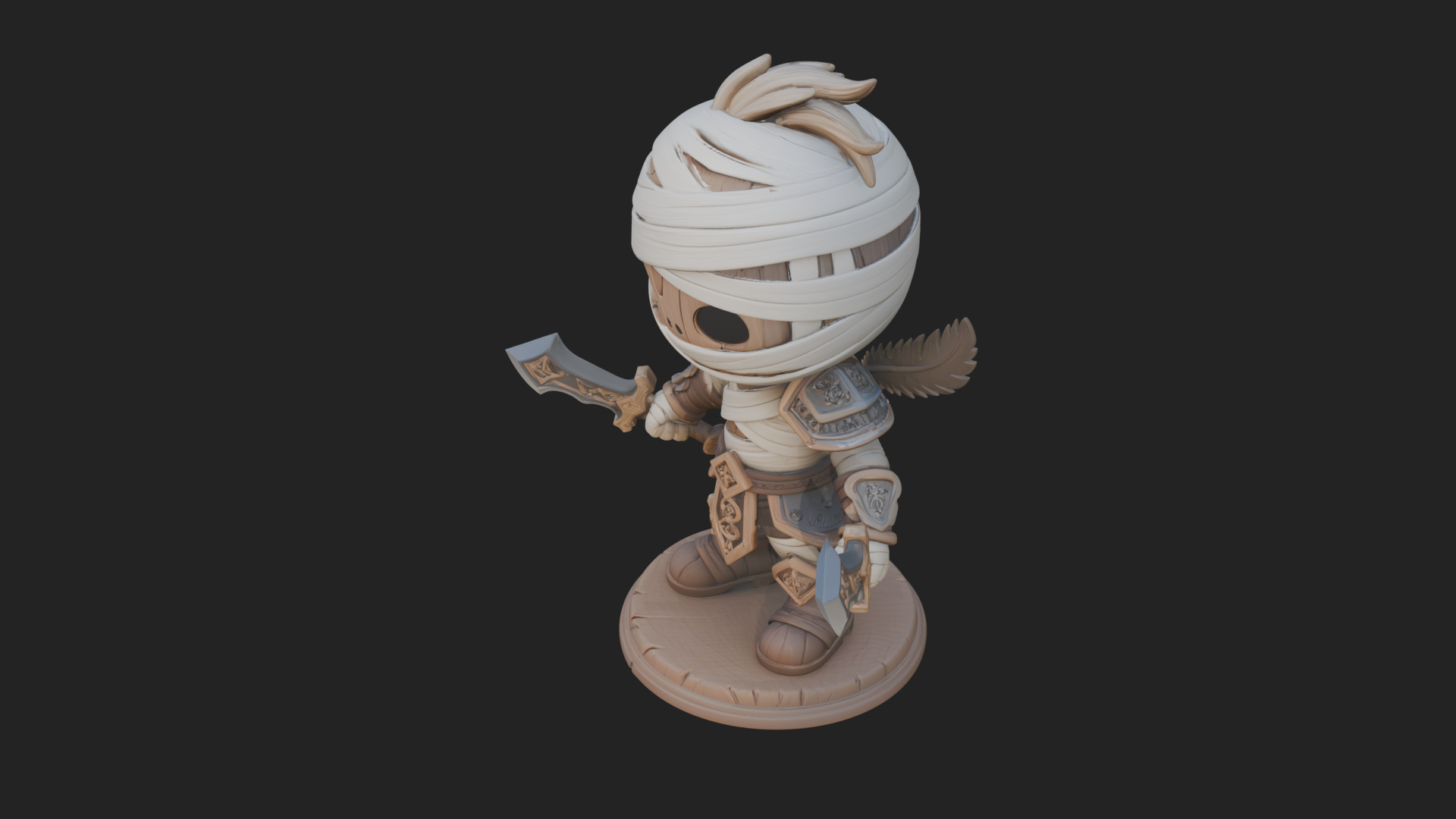 Cute Chibi Mummy Statue Design 7 3D Print Model 3D Model