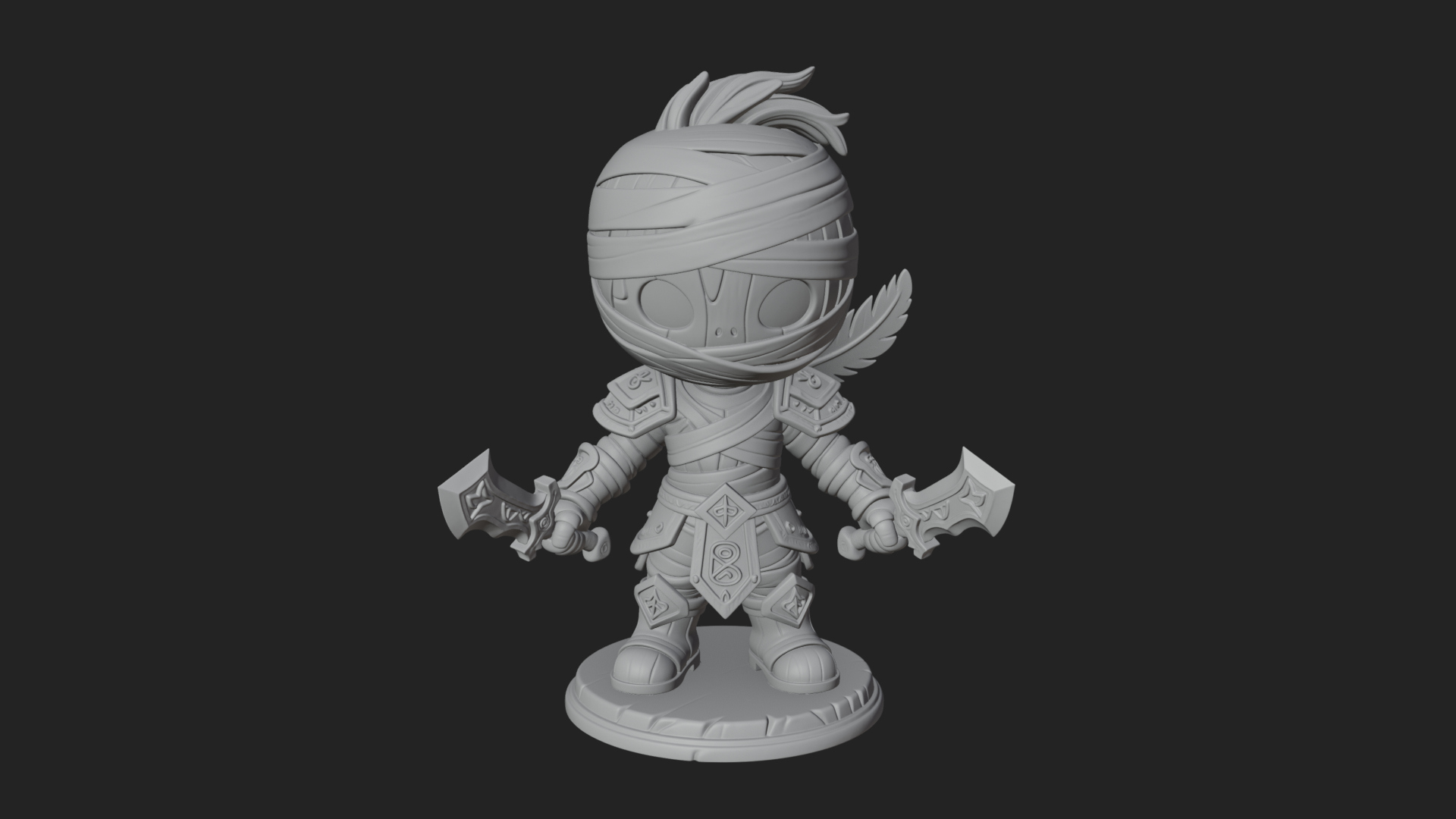 Cute Chibi Mummy Statue Design 7 3D Print Model 3D Model