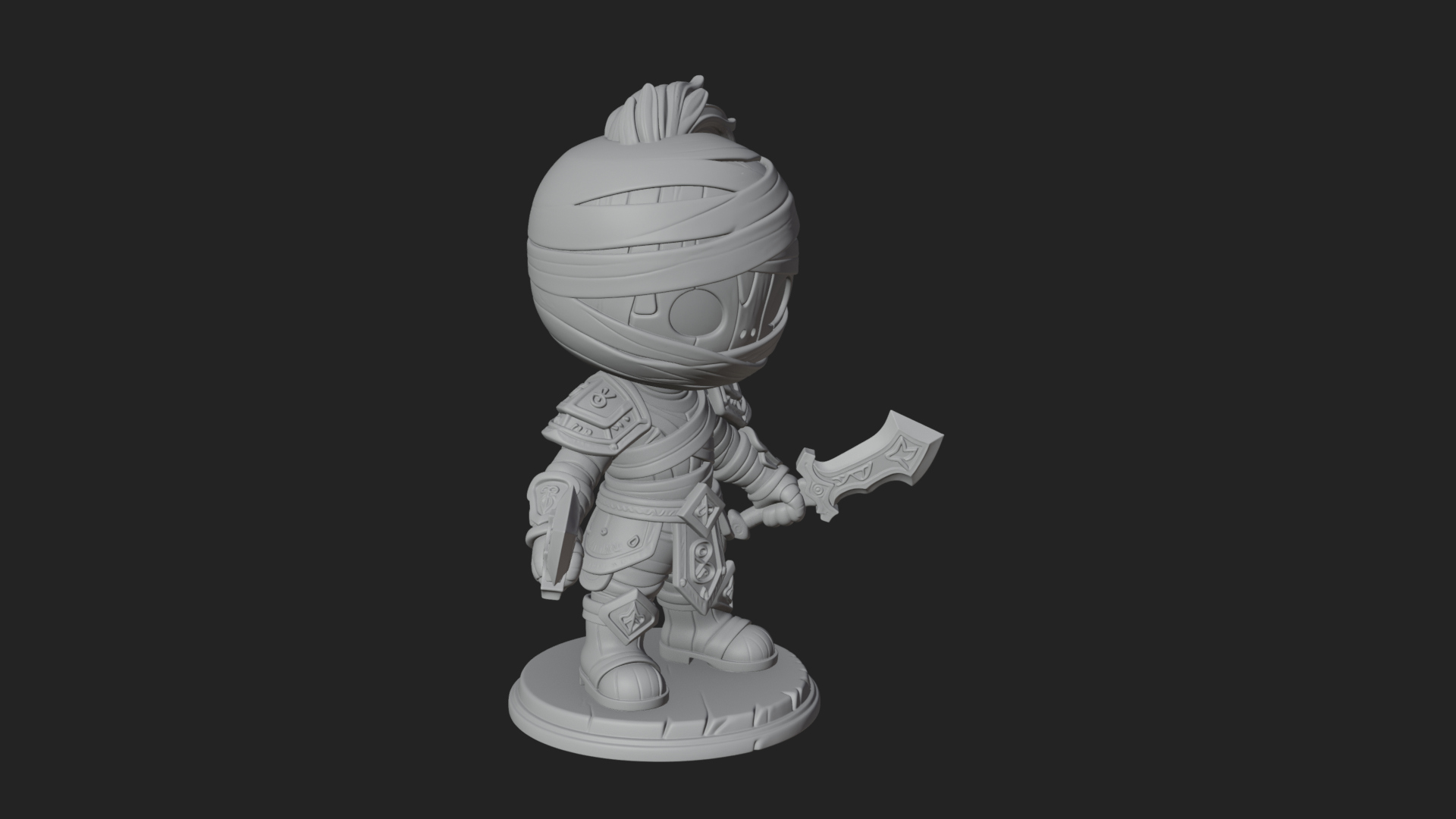 Cute Chibi Mummy Statue Design 7 3D Print Model 3D Model