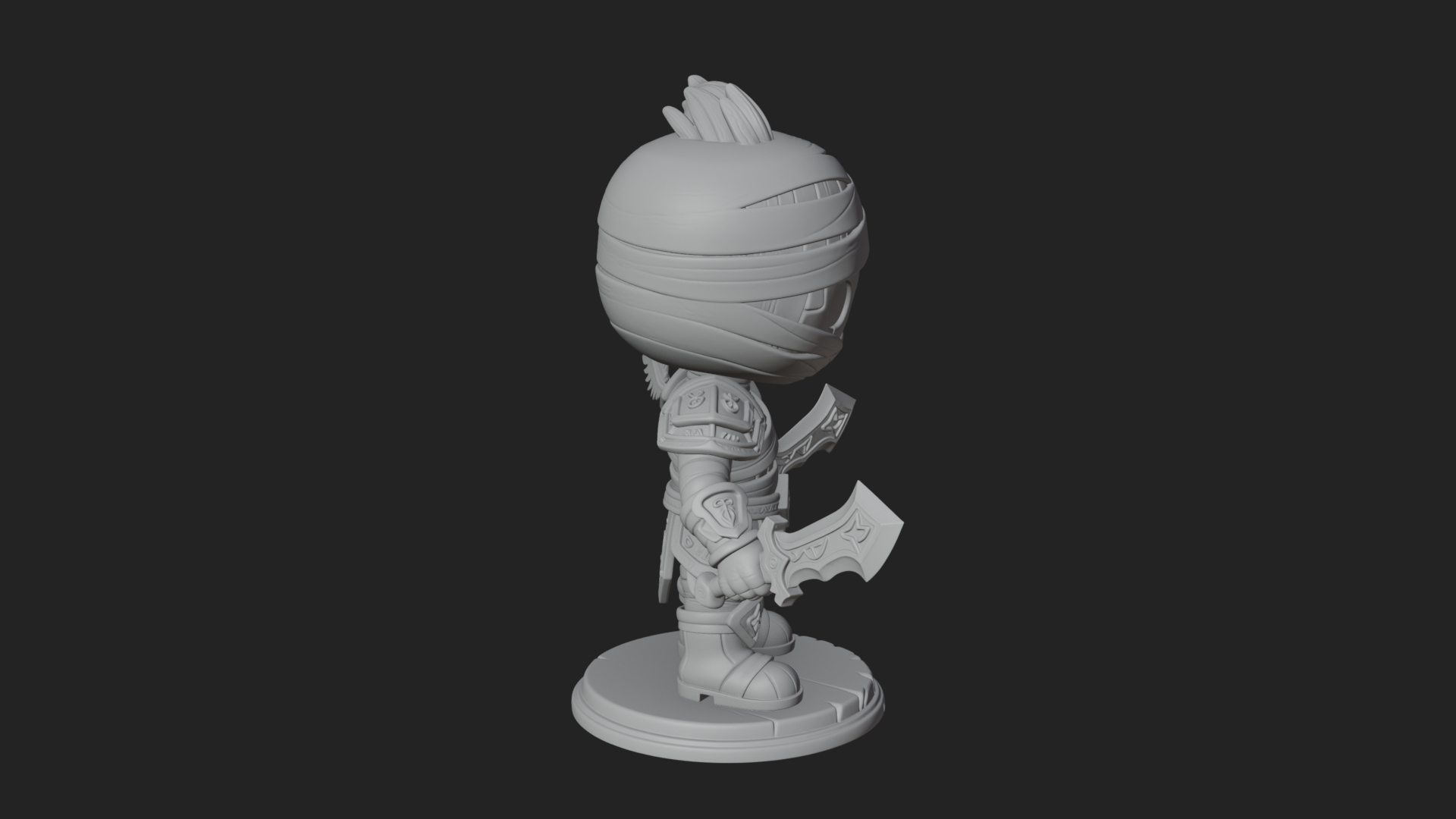 Cute Chibi Mummy Statue Design 7 3D Print Model 3D Model