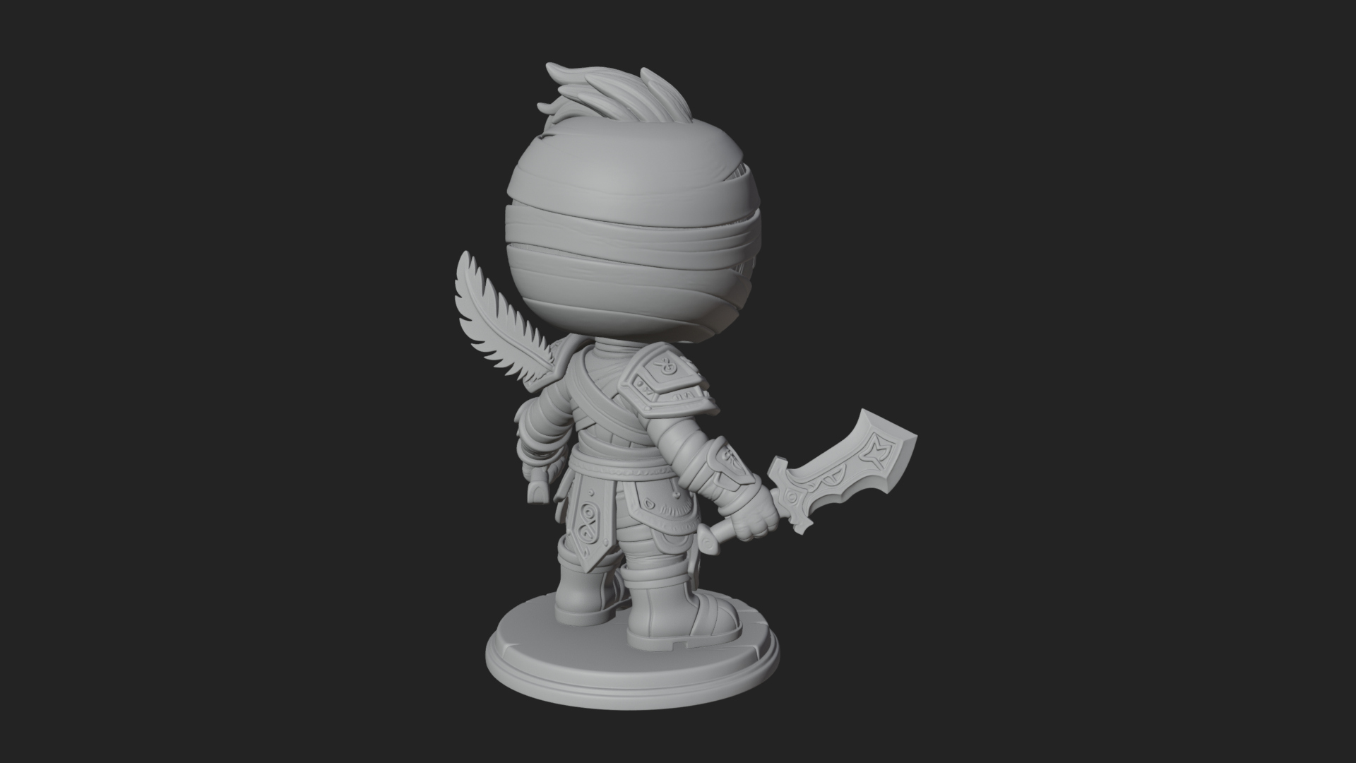 Cute Chibi Mummy Statue Design 7 3D Print Model 3D Model