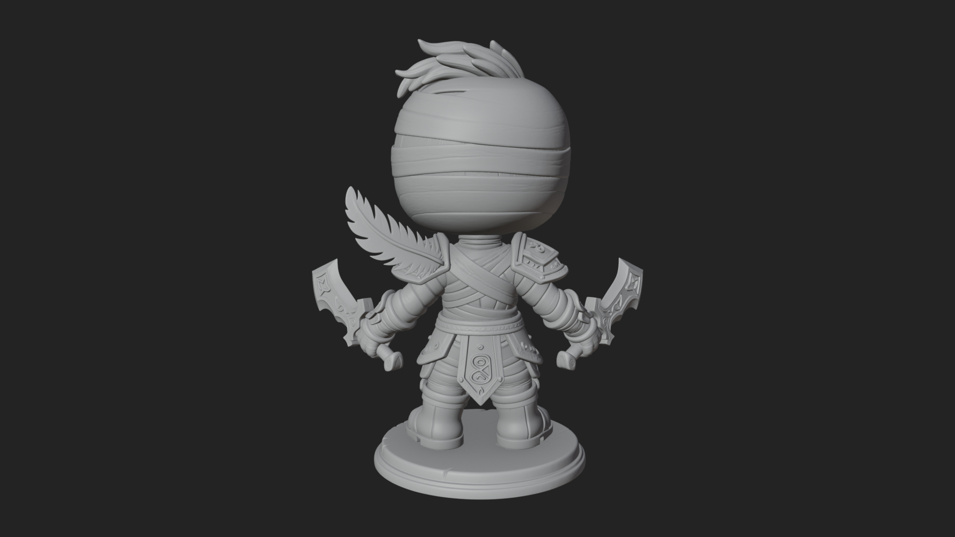 Cute Chibi Mummy Statue Design 7 3D Print Model 3D Model