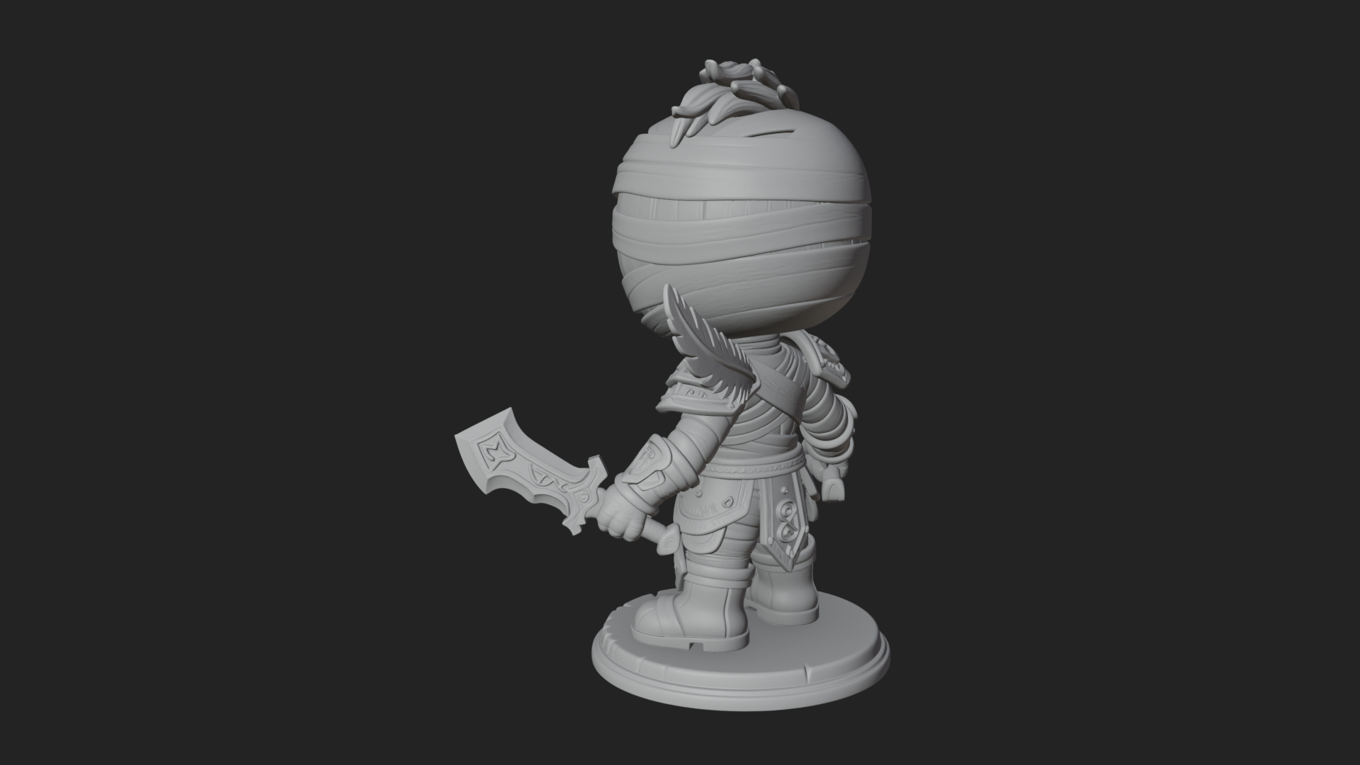 Cute Chibi Mummy Statue Design 7 3D Print Model 3D Model