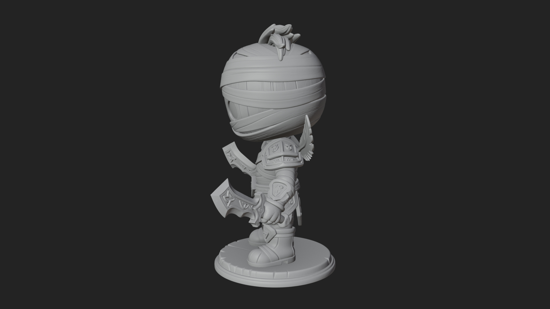 Cute Chibi Mummy Statue Design 7 3D Print Model 3D Model