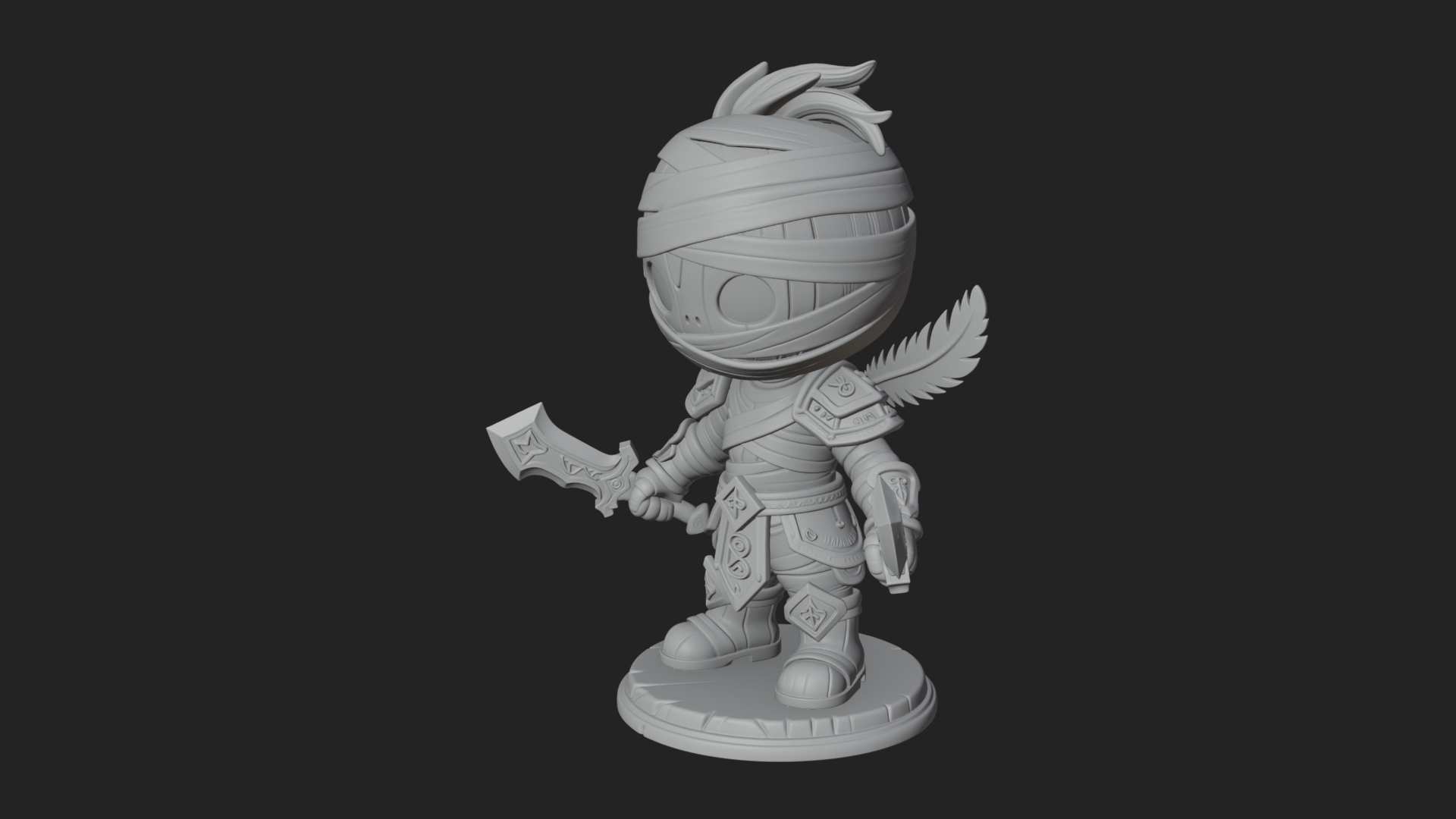 Cute Chibi Mummy Statue Design 7 3D Print Model 3D Model