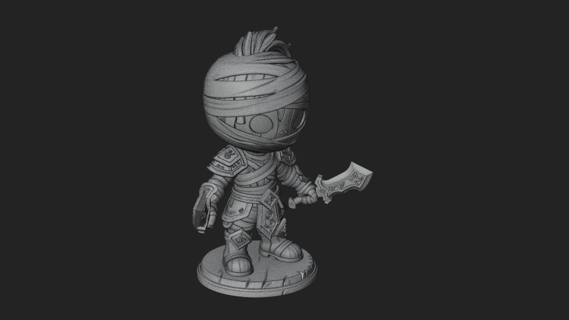 Cute Chibi Mummy Statue Design 7 3D Print Model 3D Model