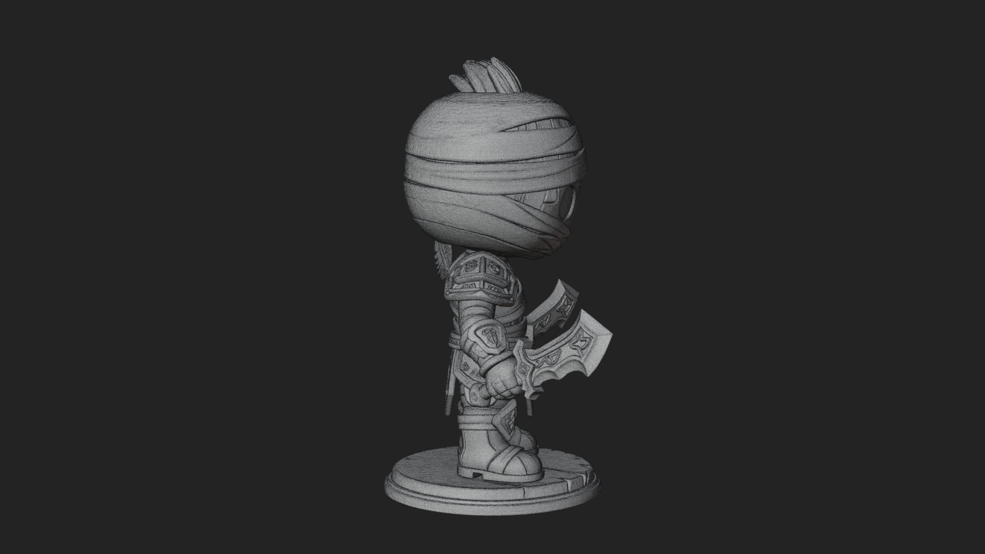 Cute Chibi Mummy Statue Design 7 3D Print Model 3D Model
