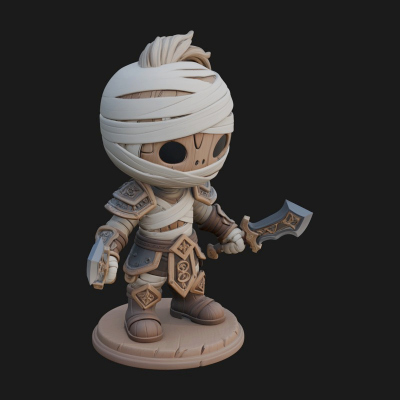 Cute Chibi Mummy Statue Design 7 3D Print Model