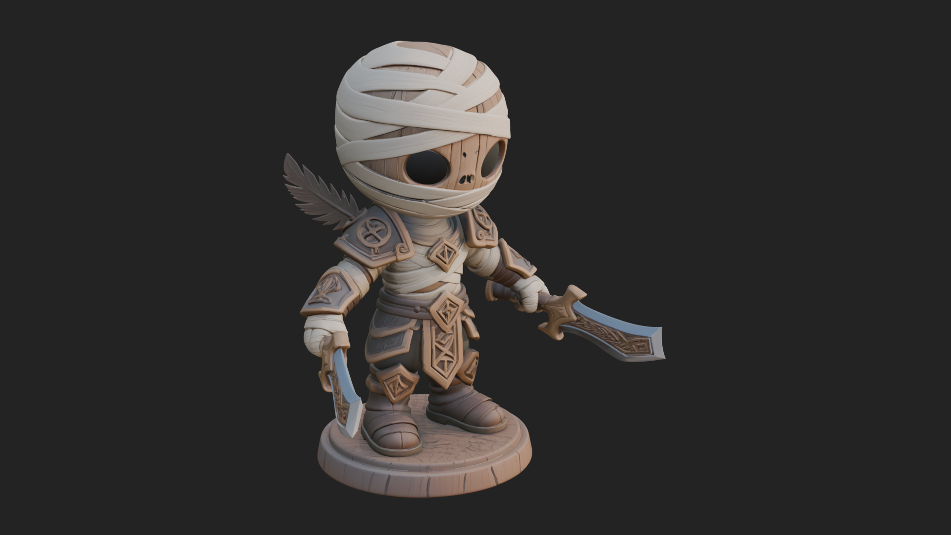 Cute Chibi Mummy Statue Design 8 3D Print Model 3D Model
