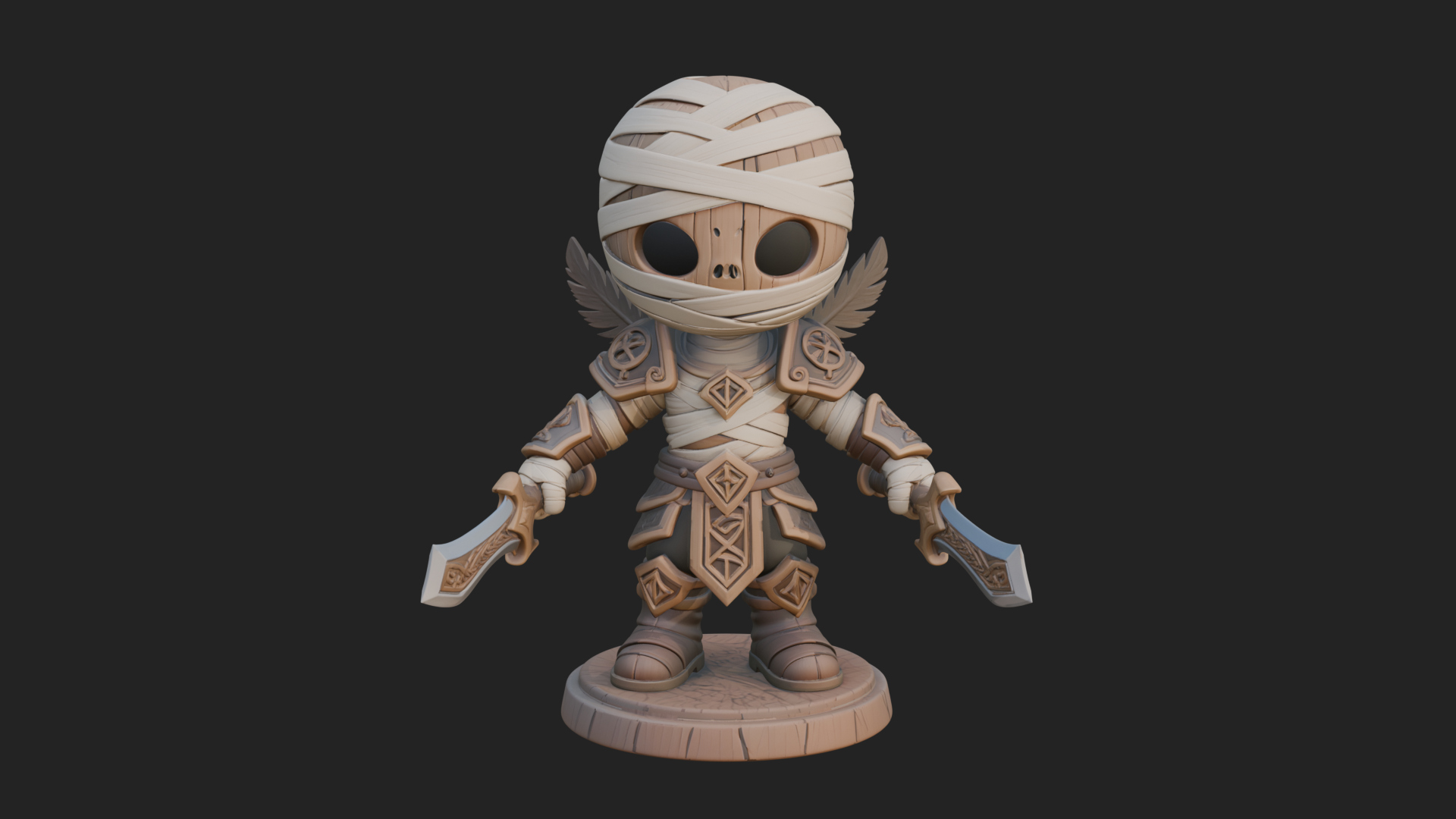 Cute Chibi Mummy Statue Design 8 3D Print Model 3D Model
