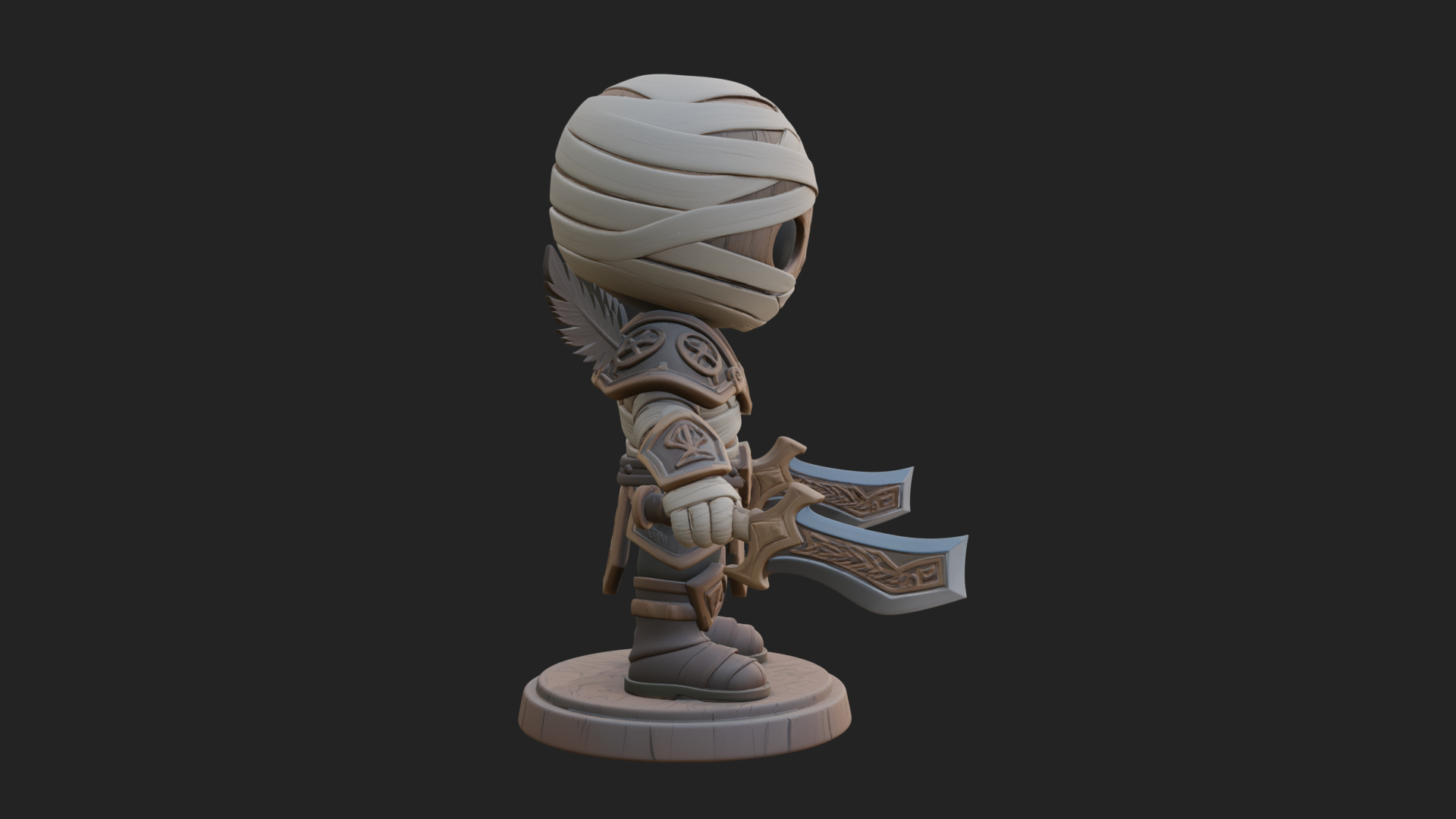 Cute Chibi Mummy Statue Design 8 3D Print Model 3D Model