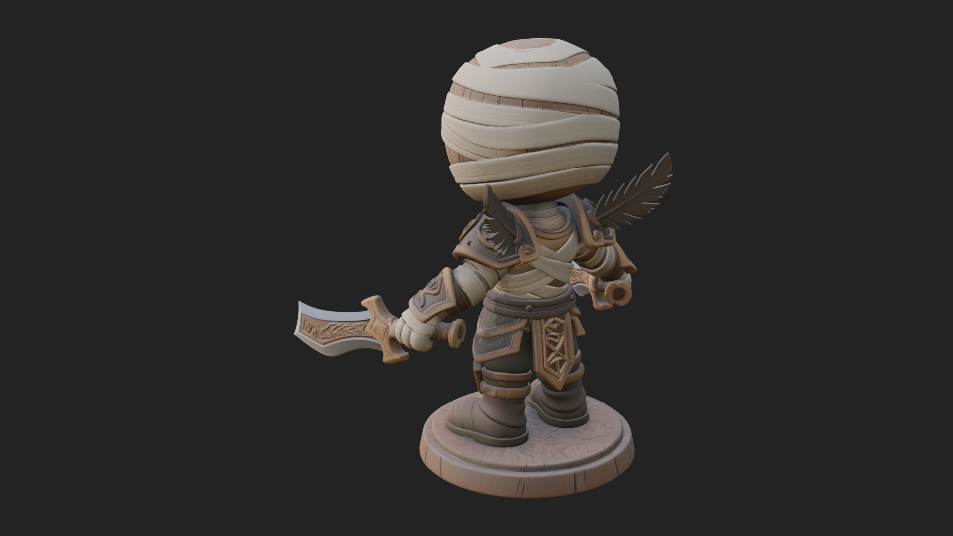 Cute Chibi Mummy Statue Design 8 3D Print Model 3D Model