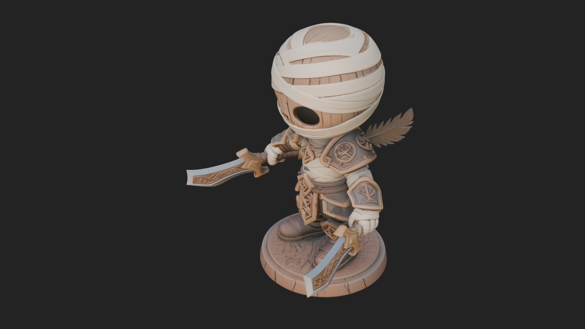 Cute Chibi Mummy Statue Design 8 3D Print Model 3D Model