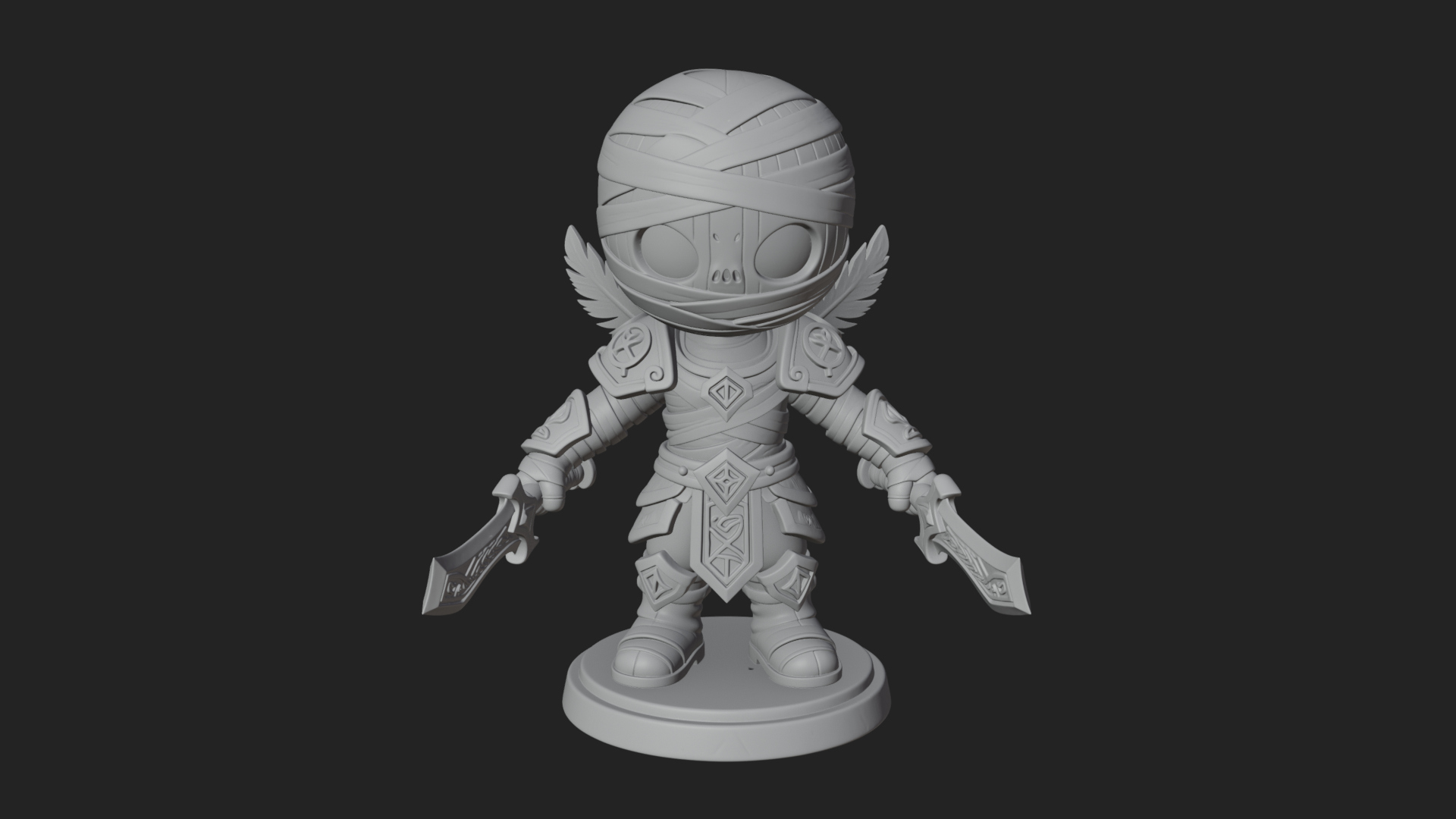 Cute Chibi Mummy Statue Design 8 3D Print Model 3D Model