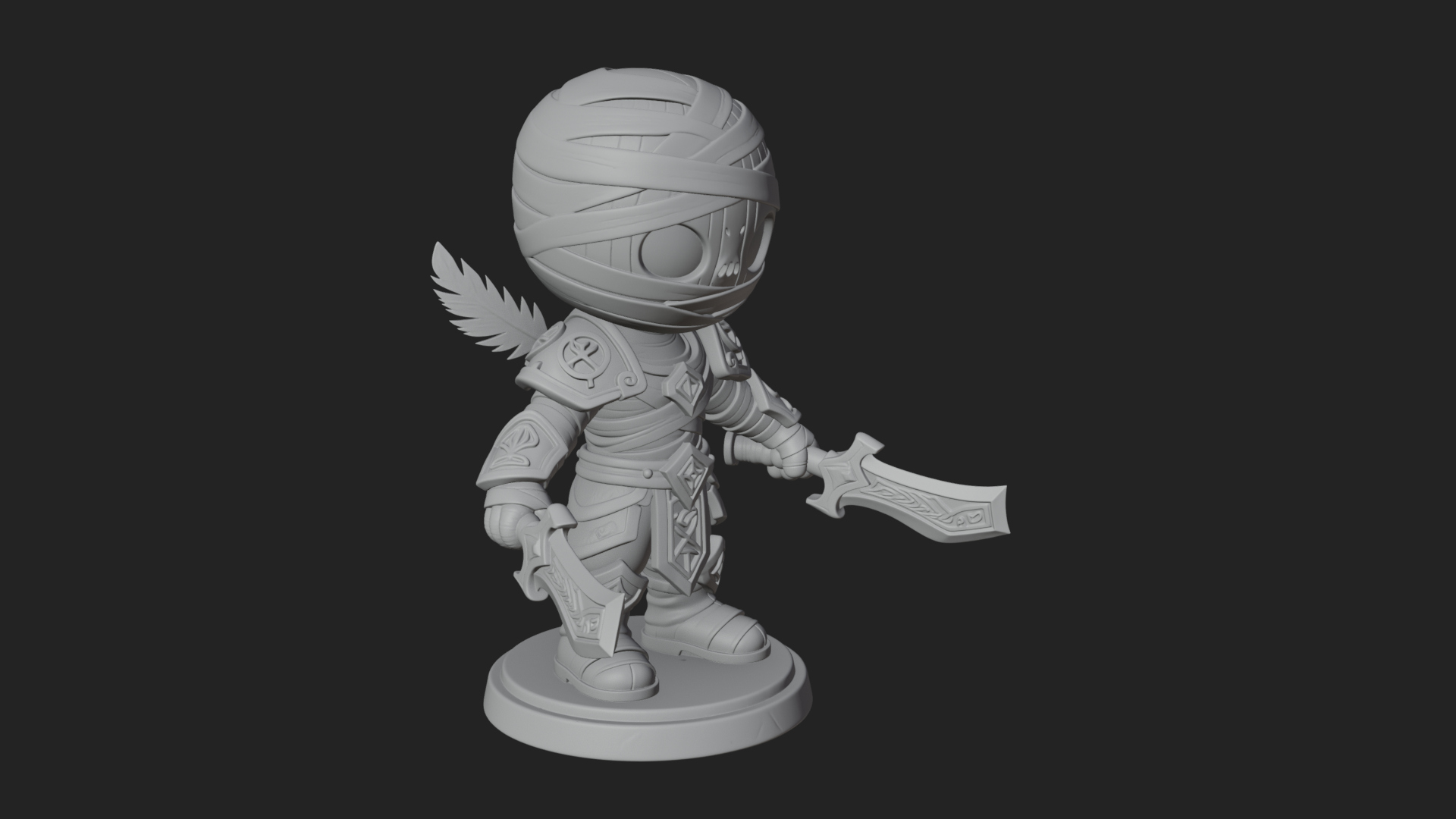 Cute Chibi Mummy Statue Design 8 3D Print Model 3D Model