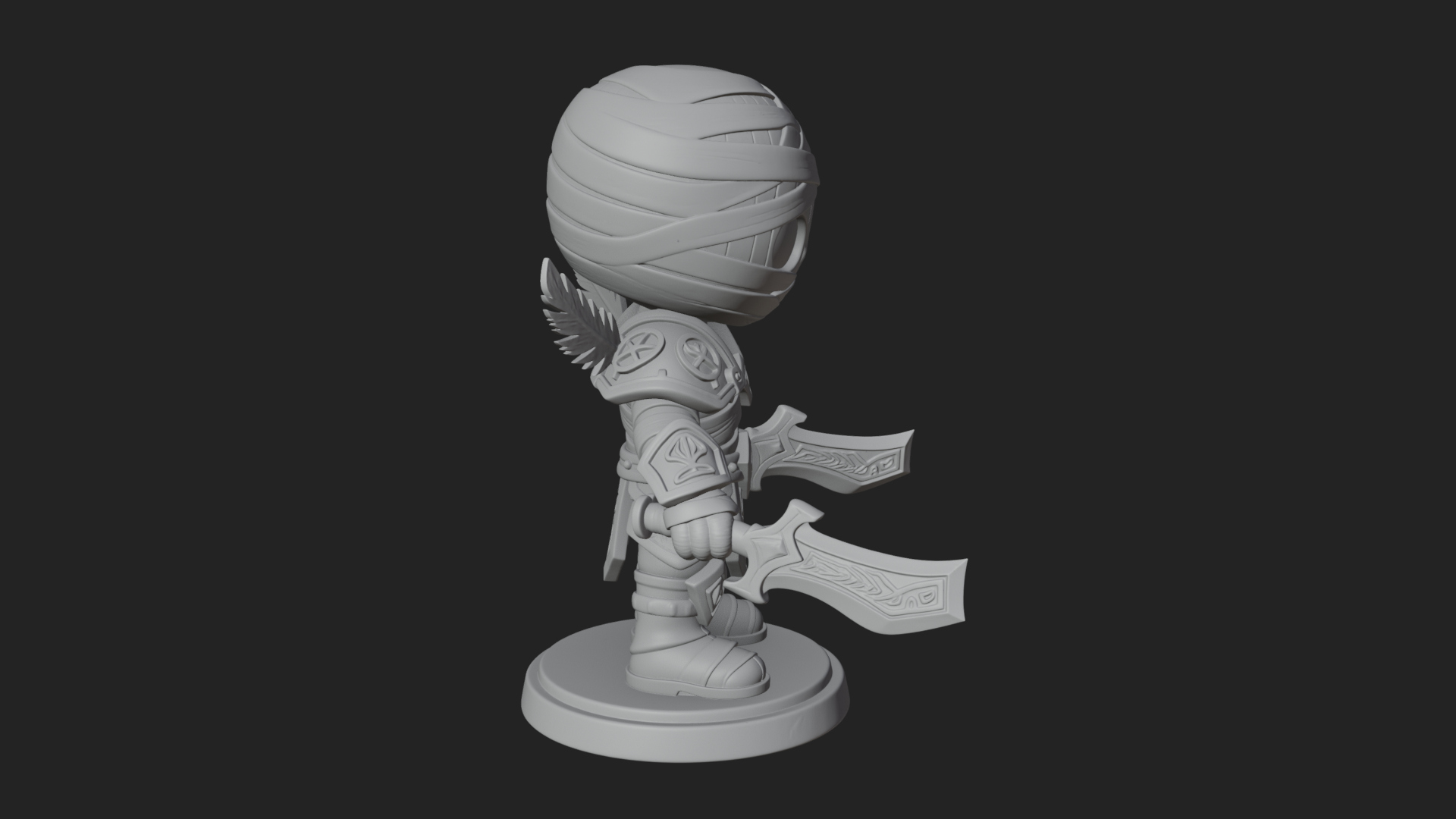Cute Chibi Mummy Statue Design 8 3D Print Model 3D Model
