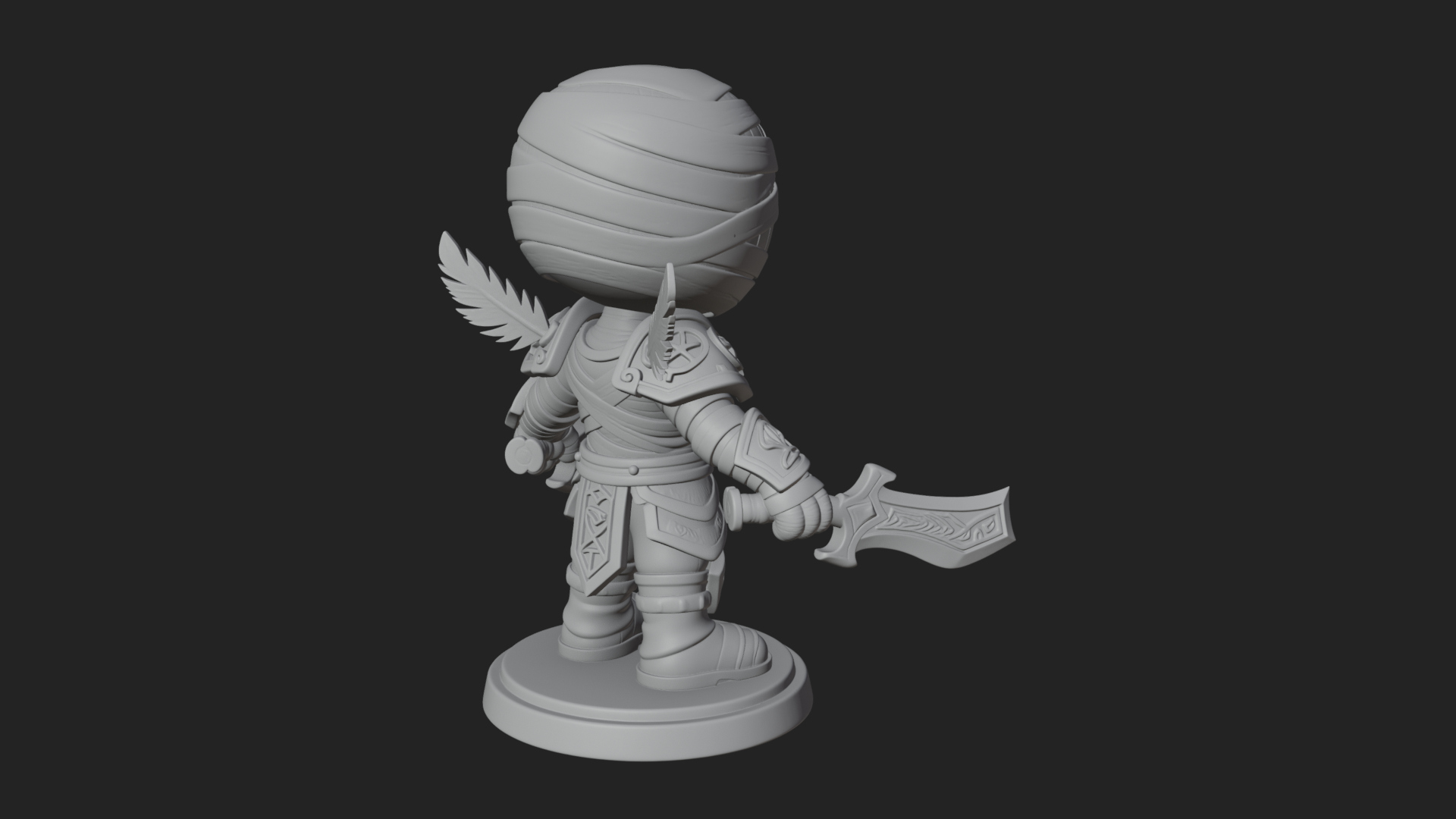 Cute Chibi Mummy Statue Design 8 3D Print Model 3D Model