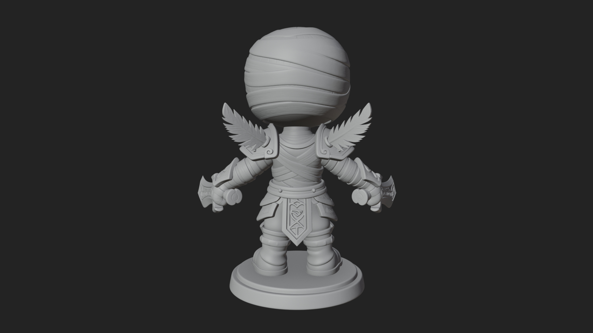 Cute Chibi Mummy Statue Design 8 3D Print Model 3D Model