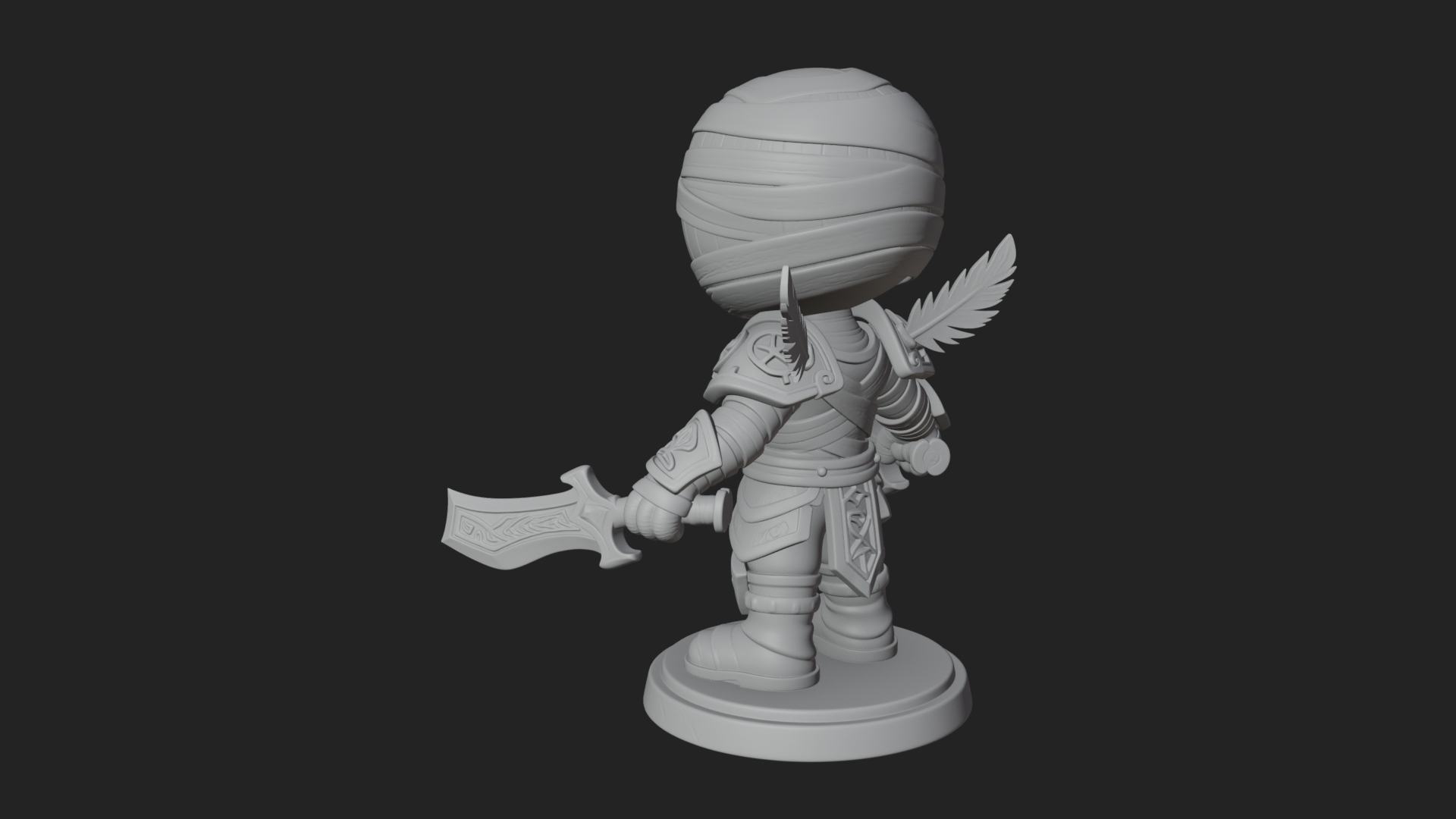 Cute Chibi Mummy Statue Design 8 3D Print Model 3D Model