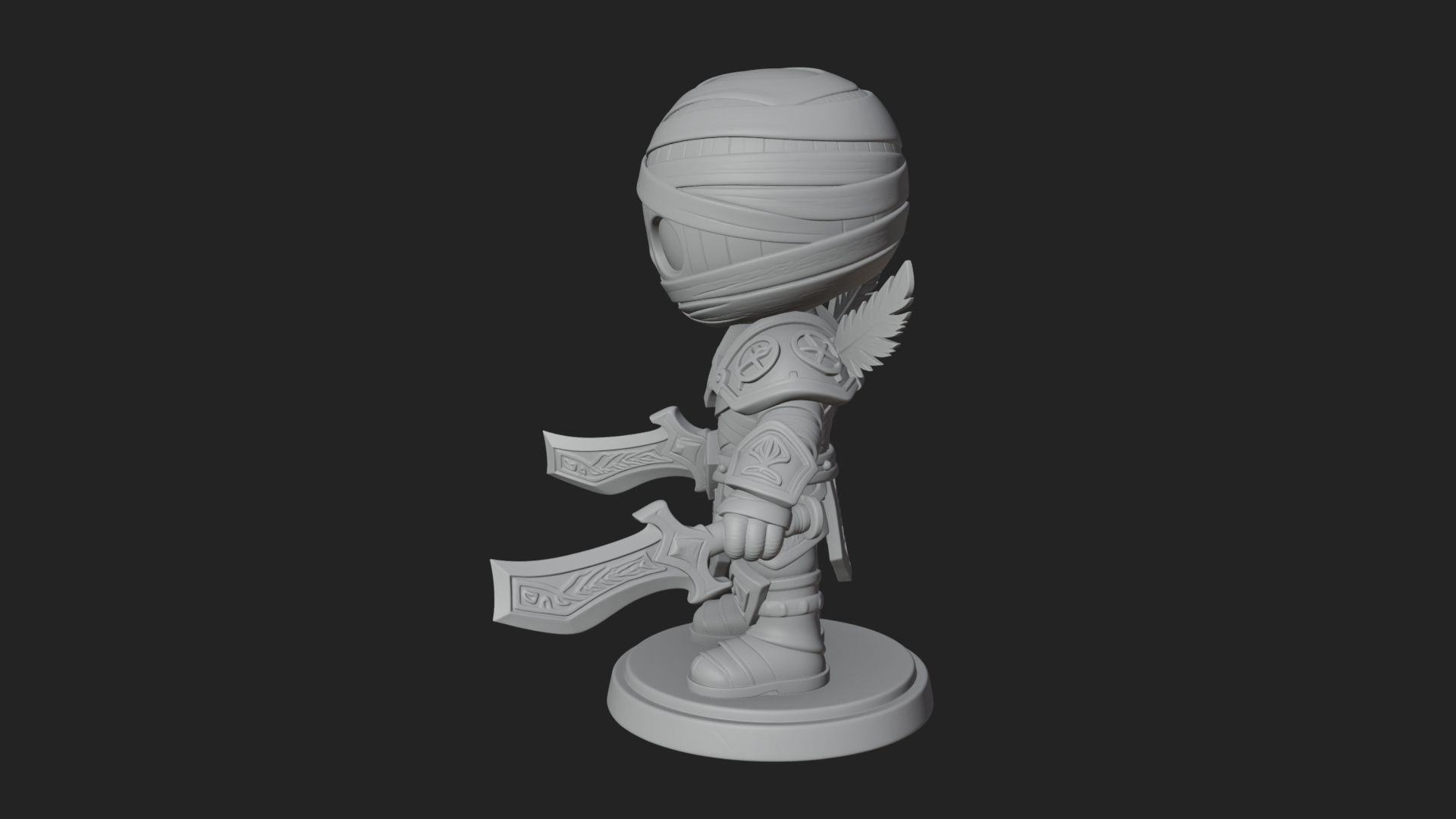 Cute Chibi Mummy Statue Design 8 3D Print Model 3D Model