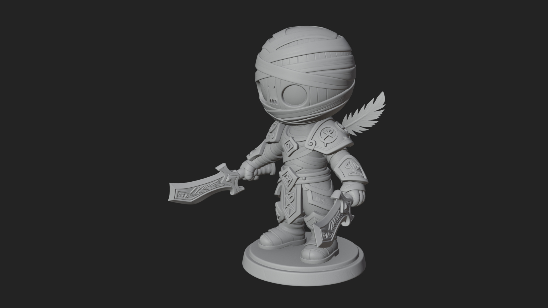 Cute Chibi Mummy Statue Design 8 3D Print Model 3D Model