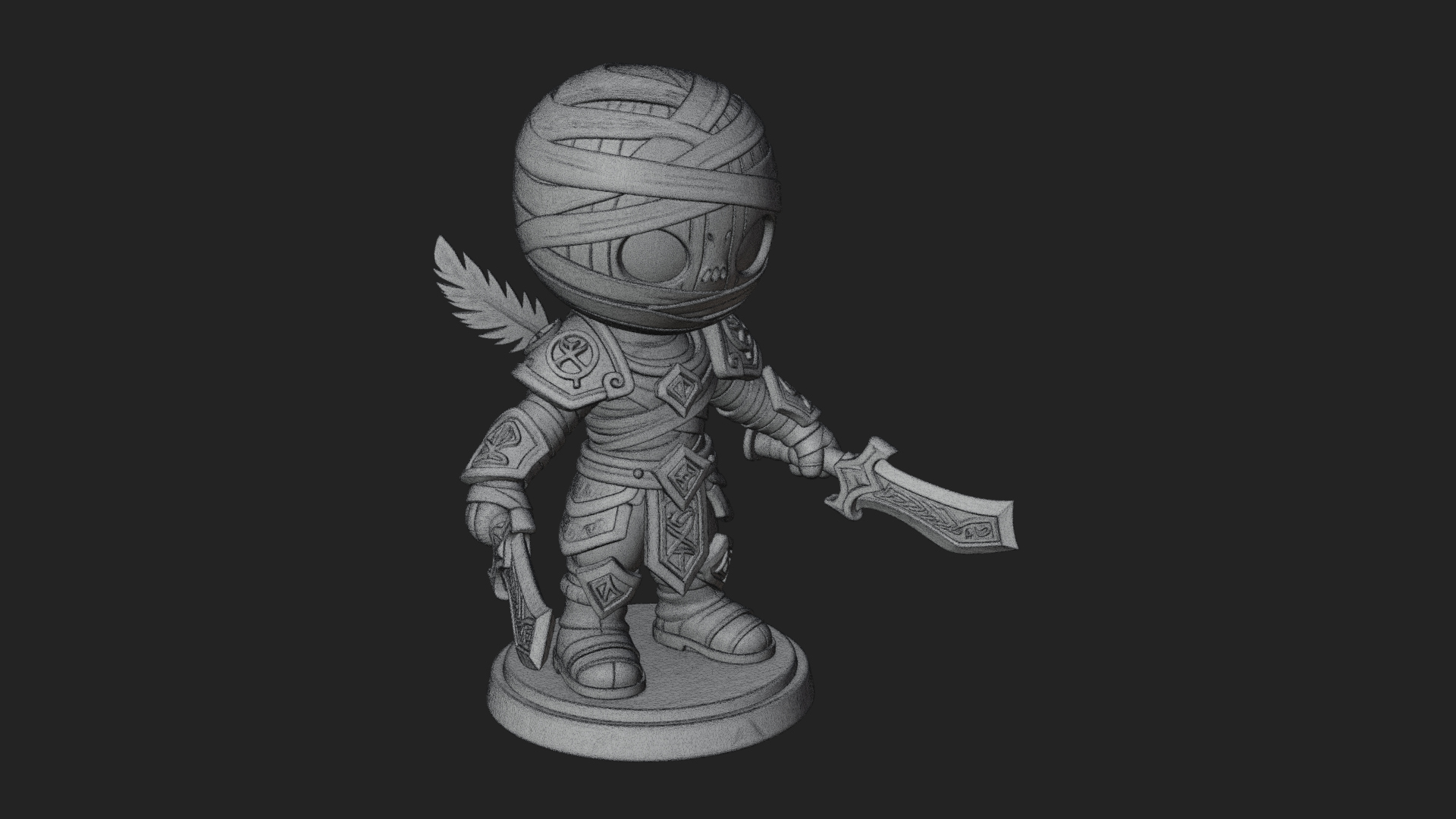 Cute Chibi Mummy Statue Design 8 3D Print Model 3D Model