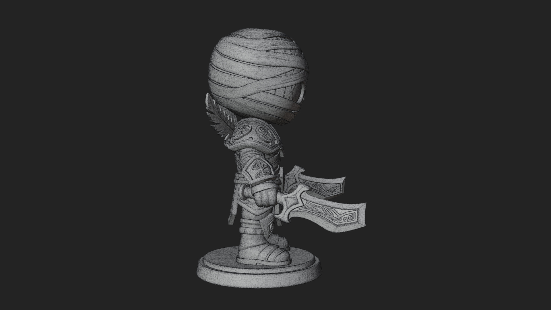Cute Chibi Mummy Statue Design 8 3D Print Model 3D Model