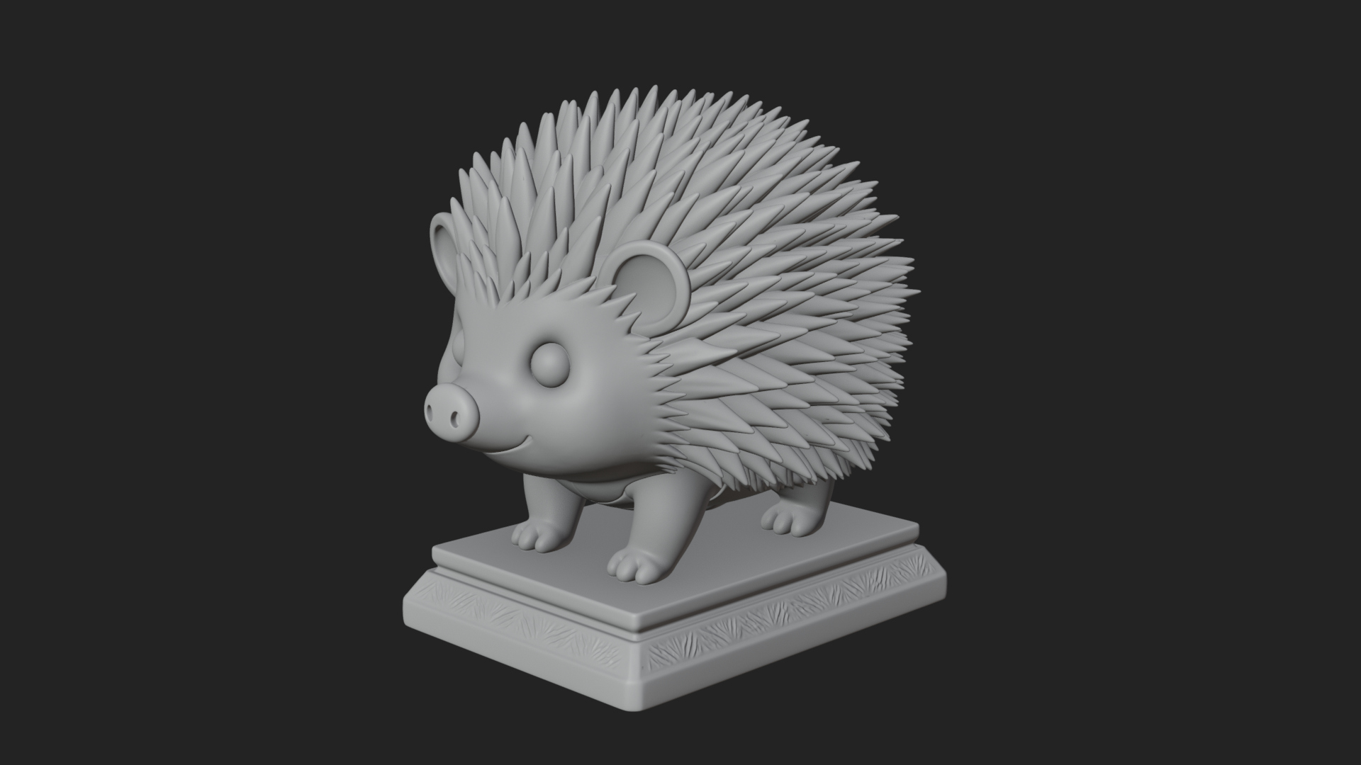 Cute Hedgehog Statue Design 1 3D Print Model 3D Model
