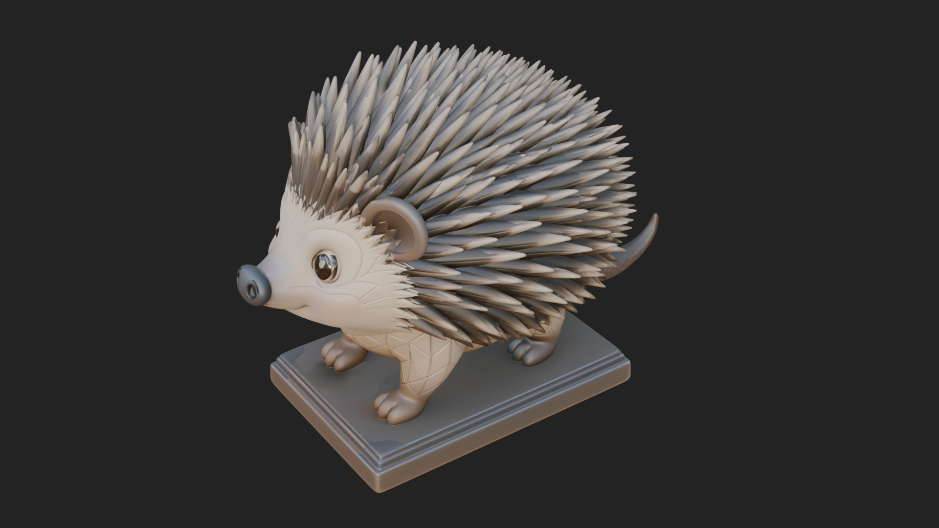Cute Hedgehog Statue Design 4 3D Print Model 3D Model