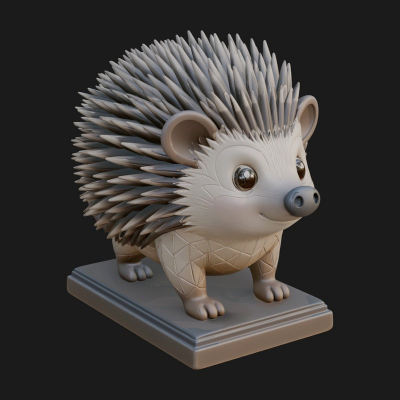 Cute Hedgehog Statue Design 4 3D Print Model