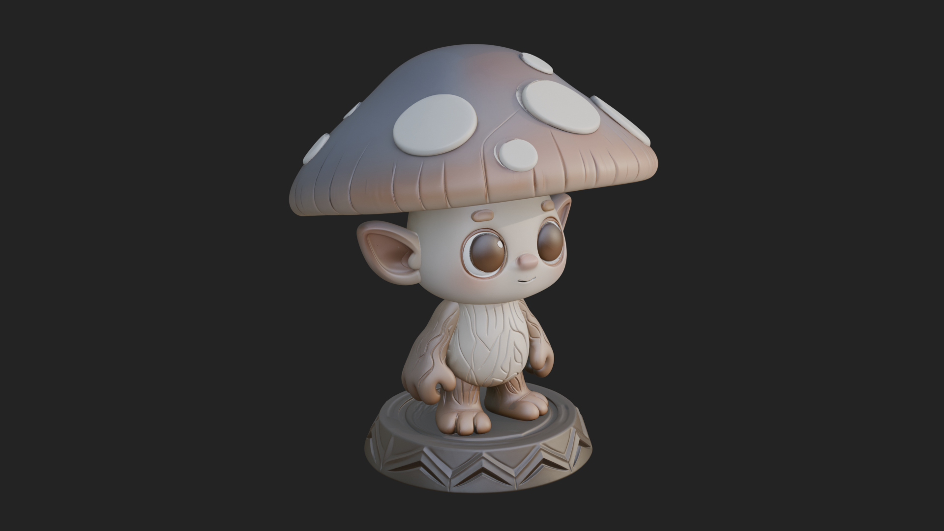 Cute Mushroom Cap Sprite Statue Design 1 3D Print Model 3D Model