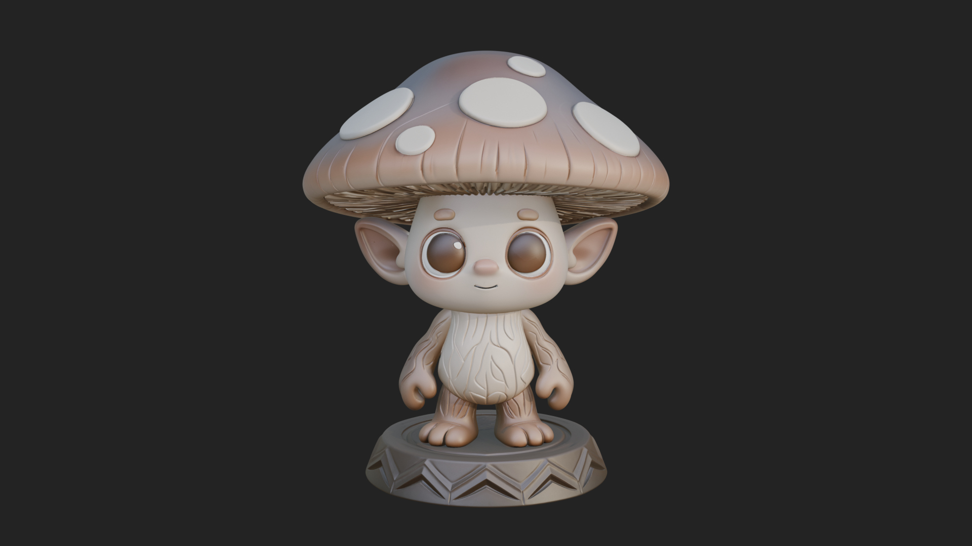 Cute Mushroom Cap Sprite Statue Design 1 3D Print Model 3D Model