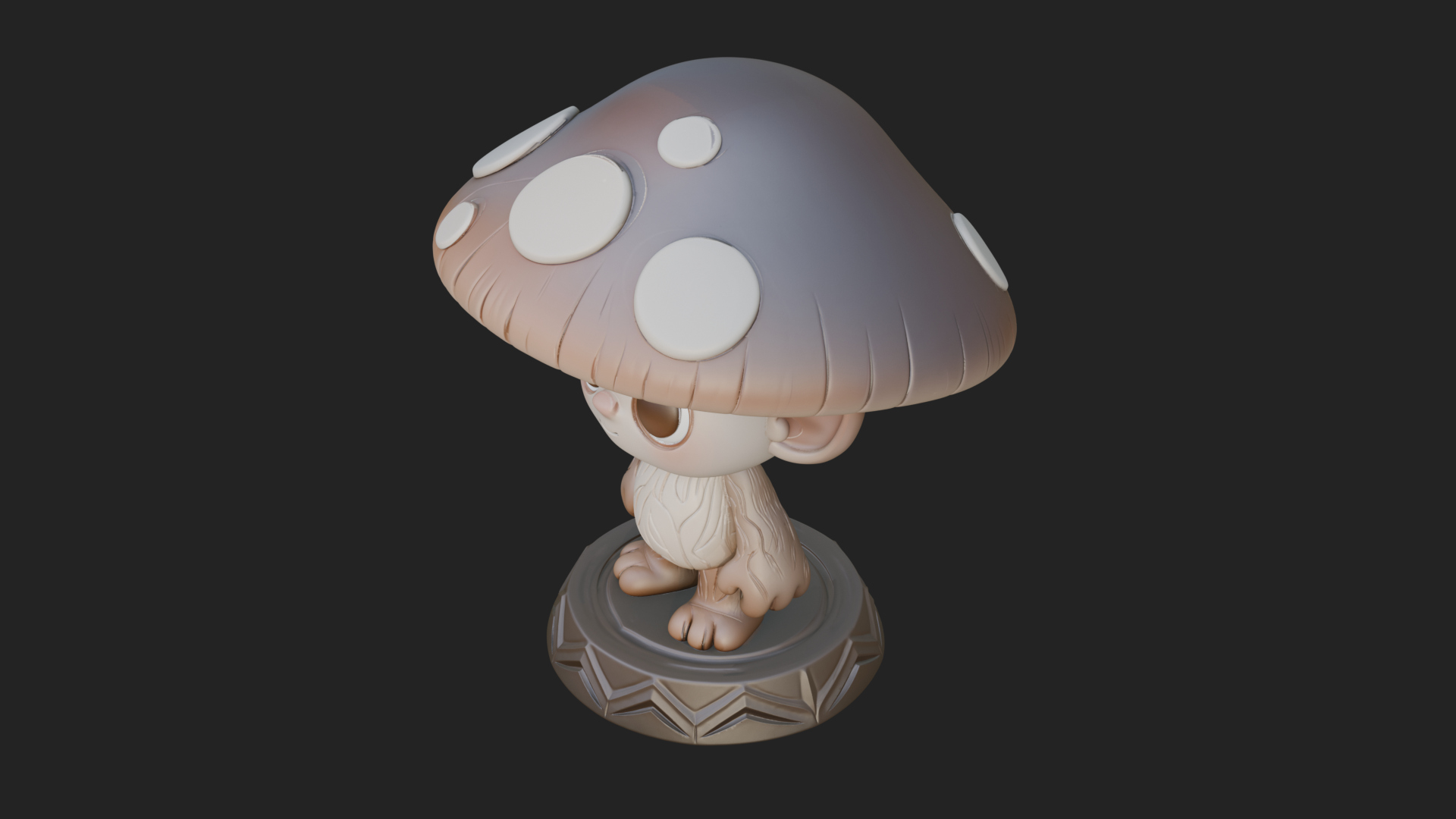 Cute Mushroom Cap Sprite Statue Design 1 3D Print Model 3D Model