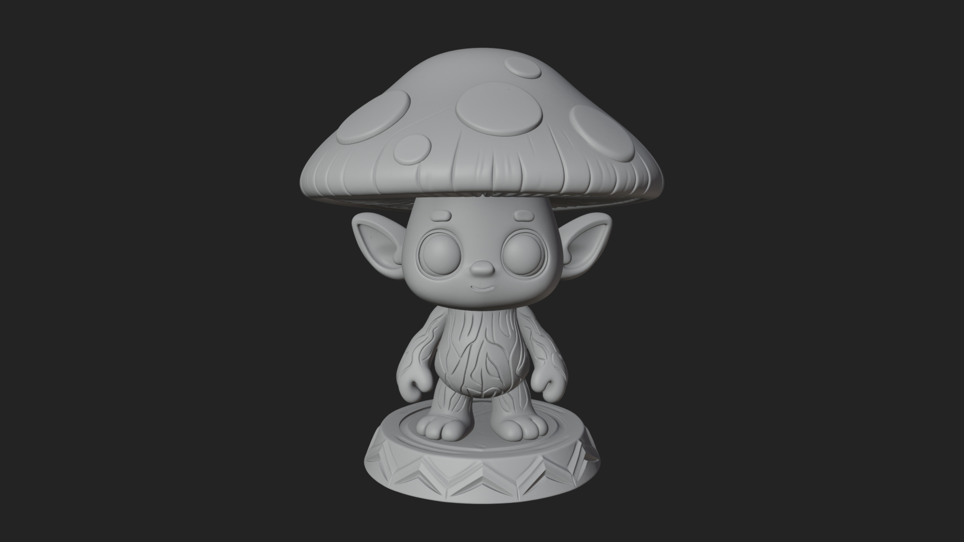 Cute Mushroom Cap Sprite Statue Design 1 3D Print Model 3D Model