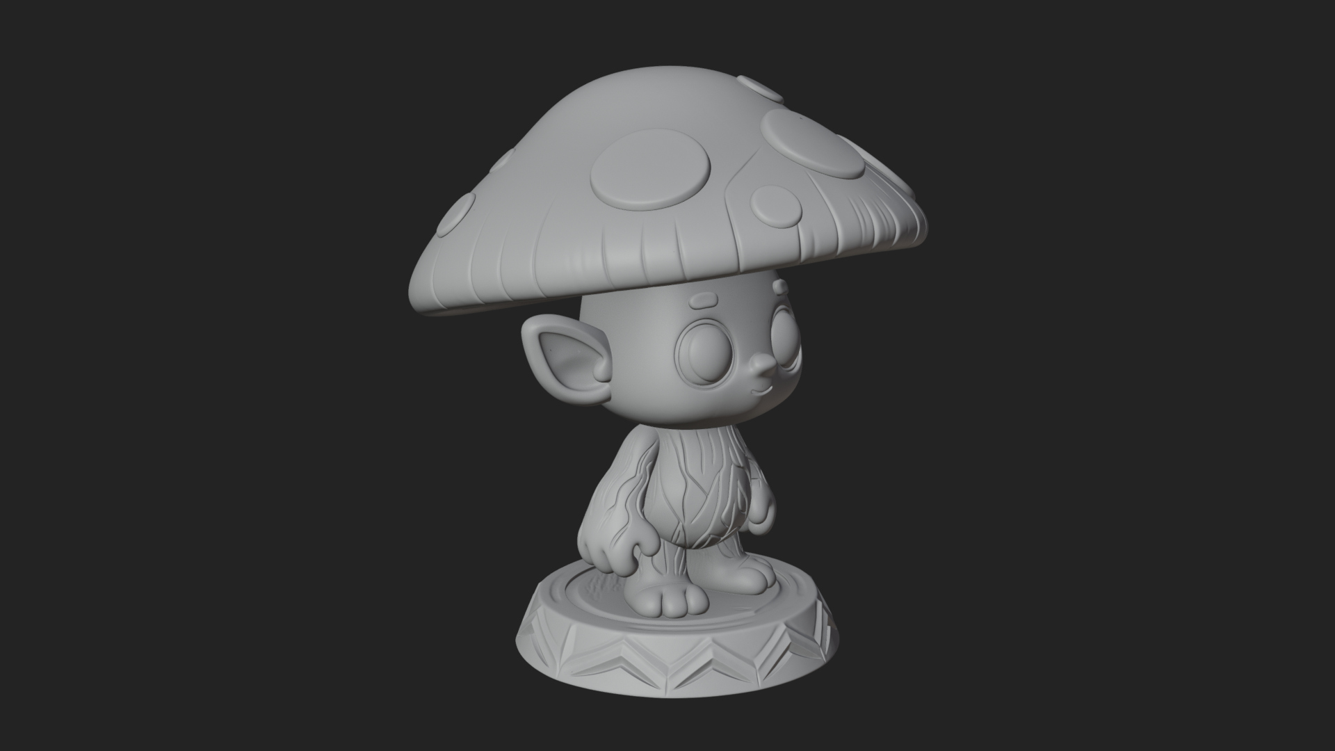 Cute Mushroom Cap Sprite Statue Design 1 3D Print Model 3D Model