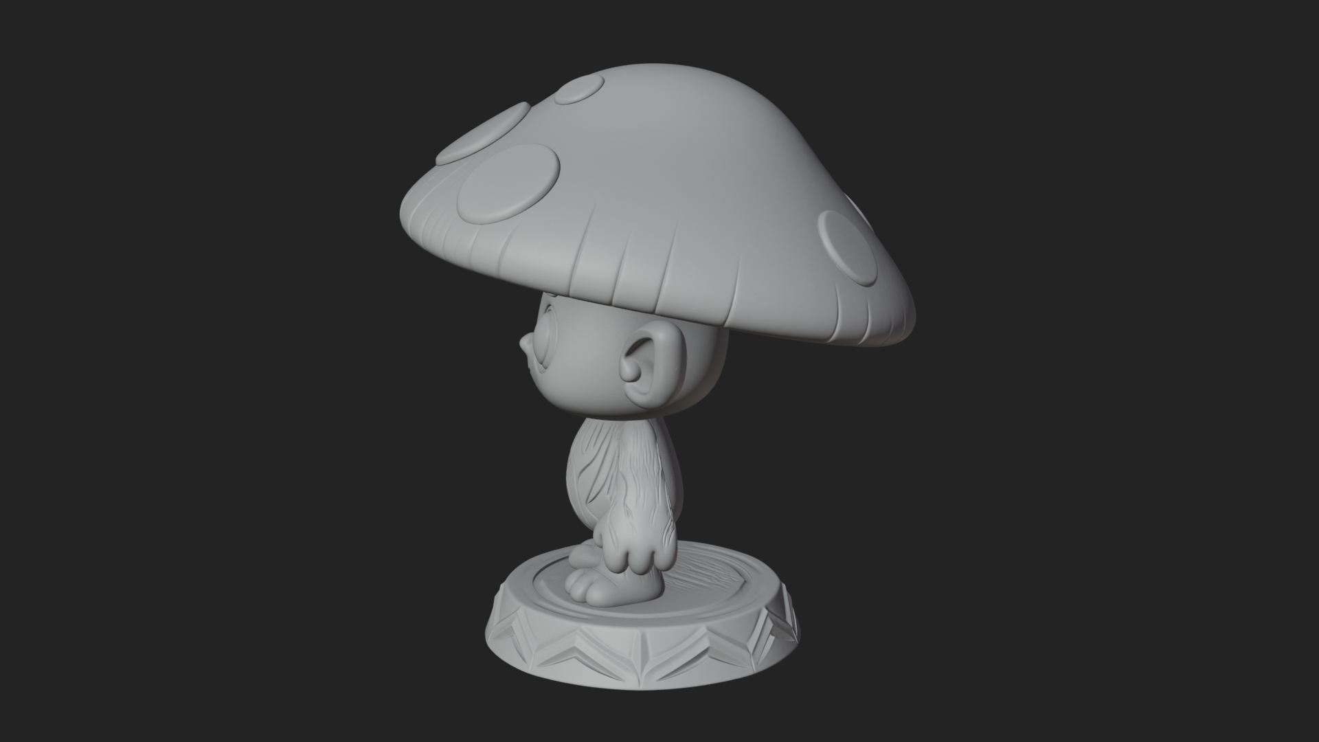 Cute Mushroom Cap Sprite Statue Design 1 3D Print Model 3D Model
