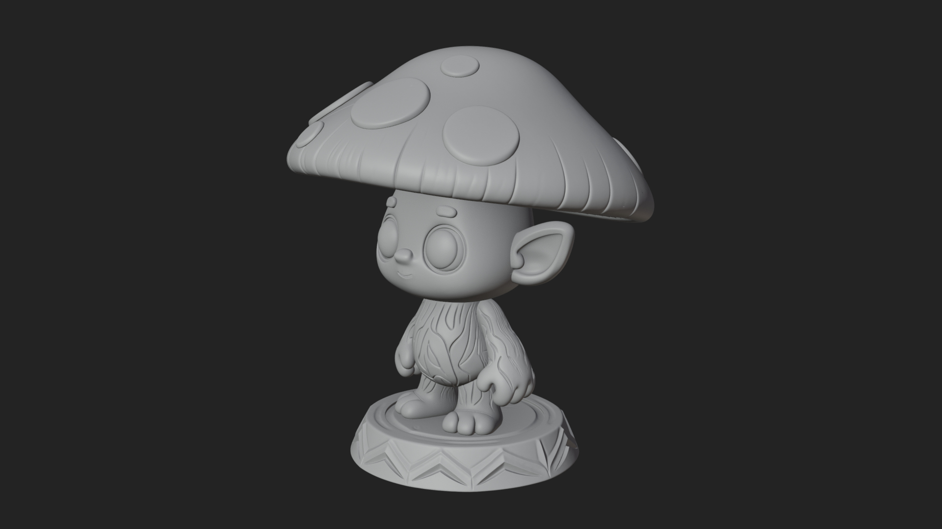 Cute Mushroom Cap Sprite Statue Design 1 3D Print Model 3D Model