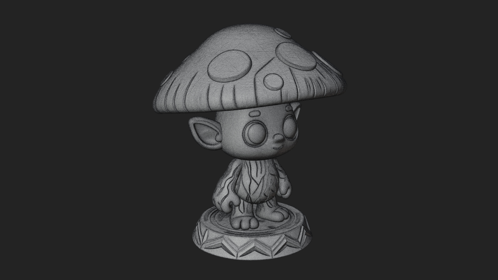 Cute Mushroom Cap Sprite Statue Design 1 3D Print Model 3D Model